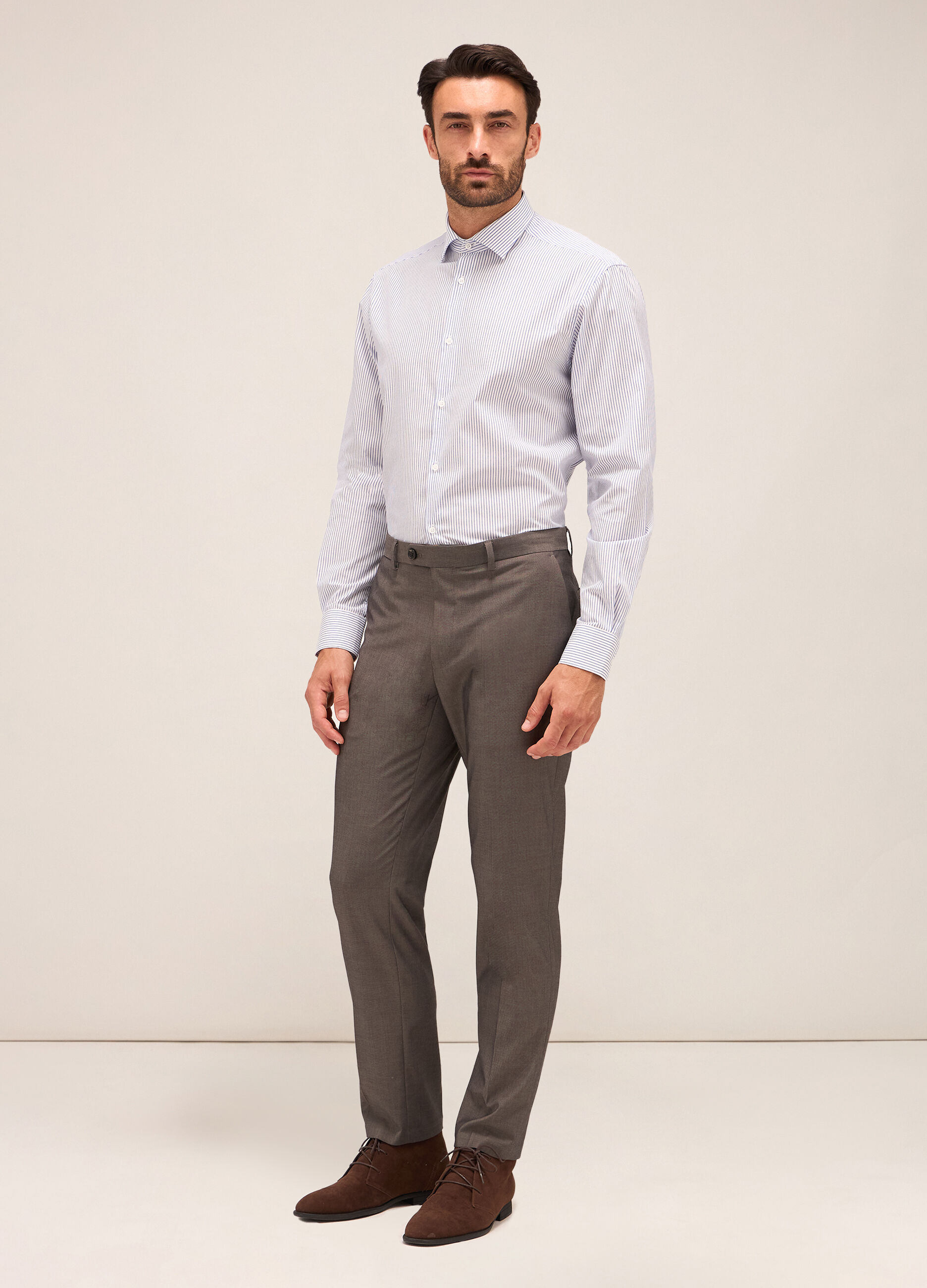 Pantalone slim fit in tessuto stretch uomo_0