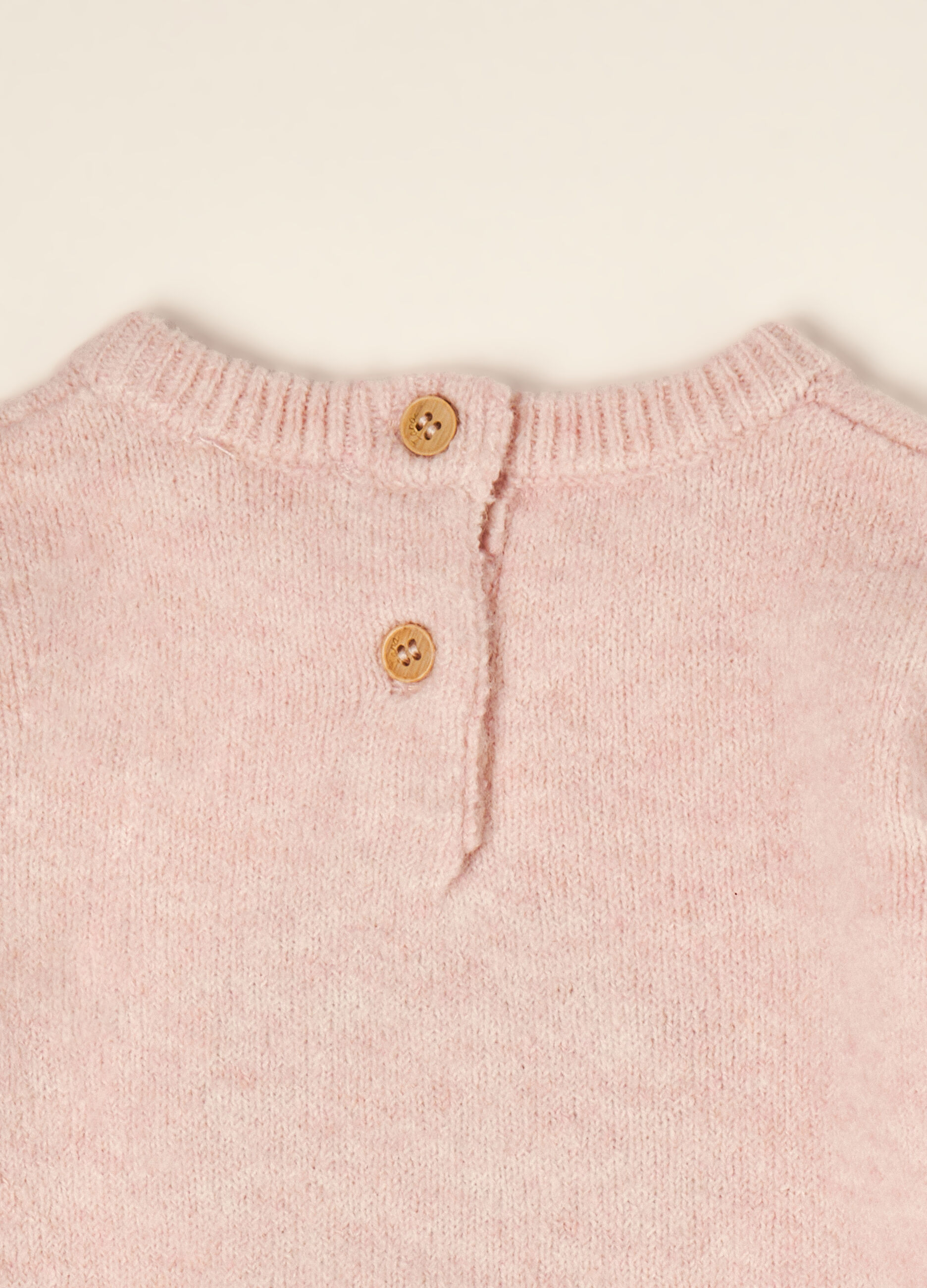 Maglia rosa in lana elasticizzata con stampa cagnolino_2