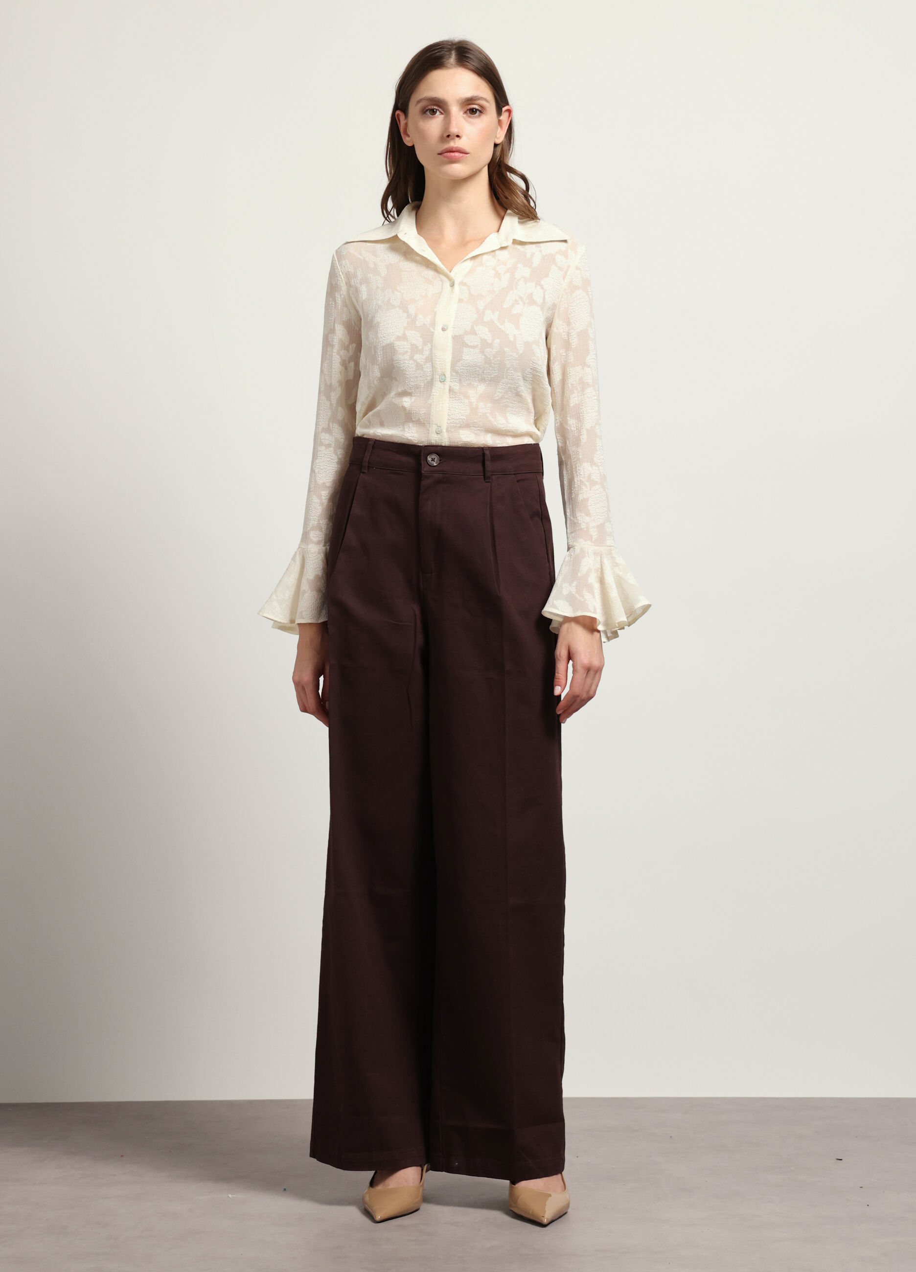 Pantalone palazzo in puro cotone donna_0