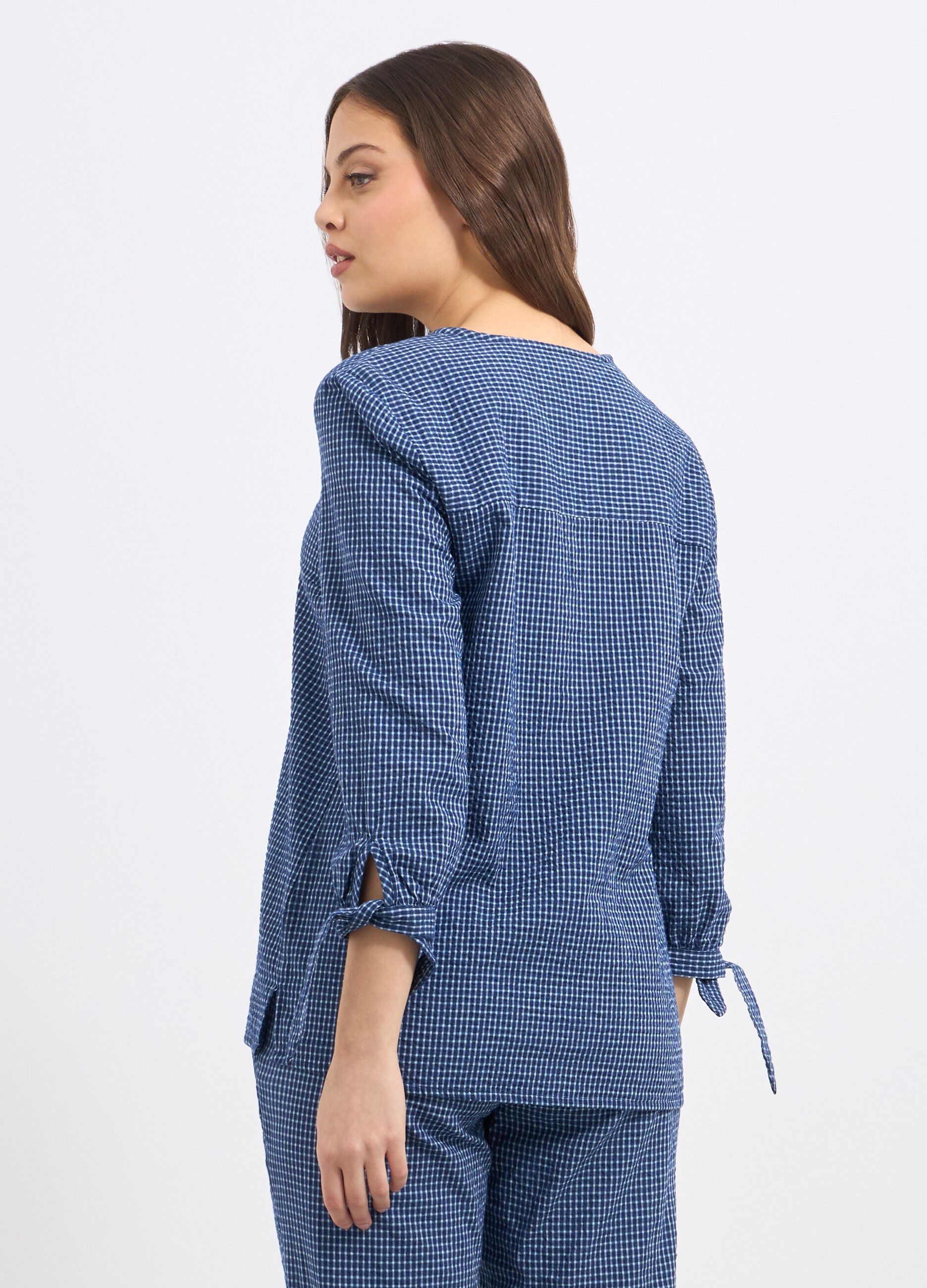 Blusa in puro cotone seersucker donna_1
