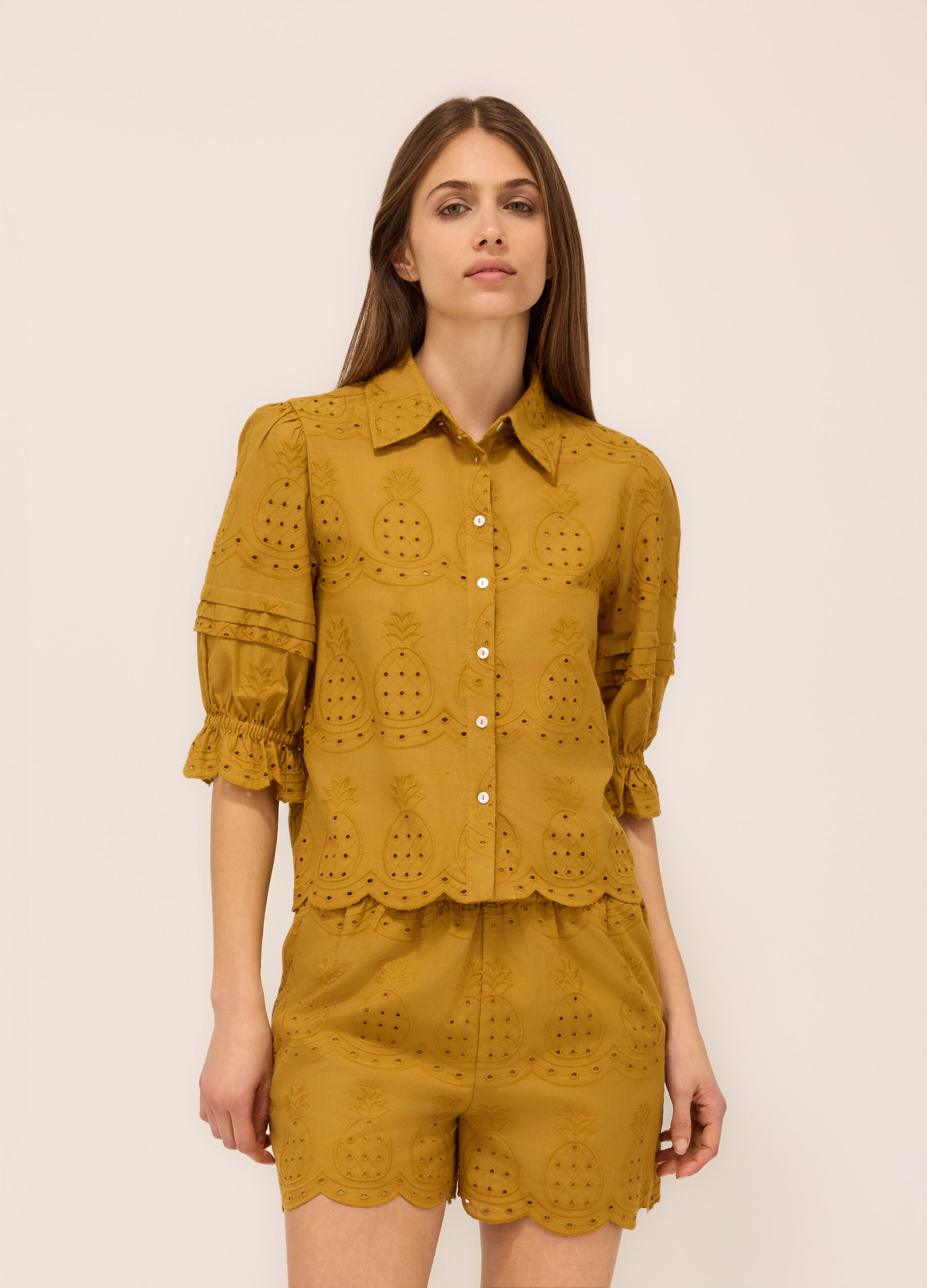 Camicia in puro cotone sangallo donna_0