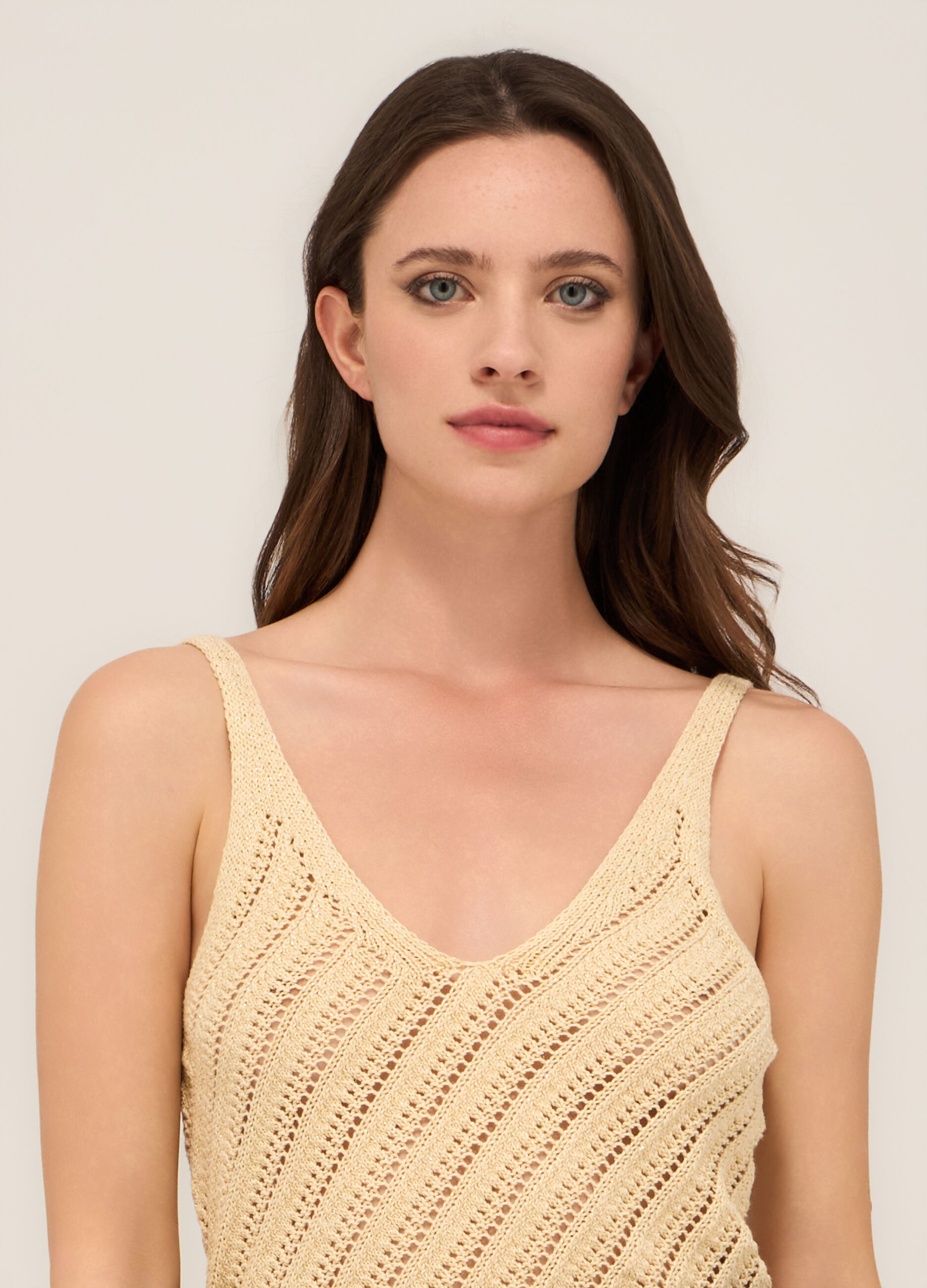 Canotta crochet in misto cotone donna