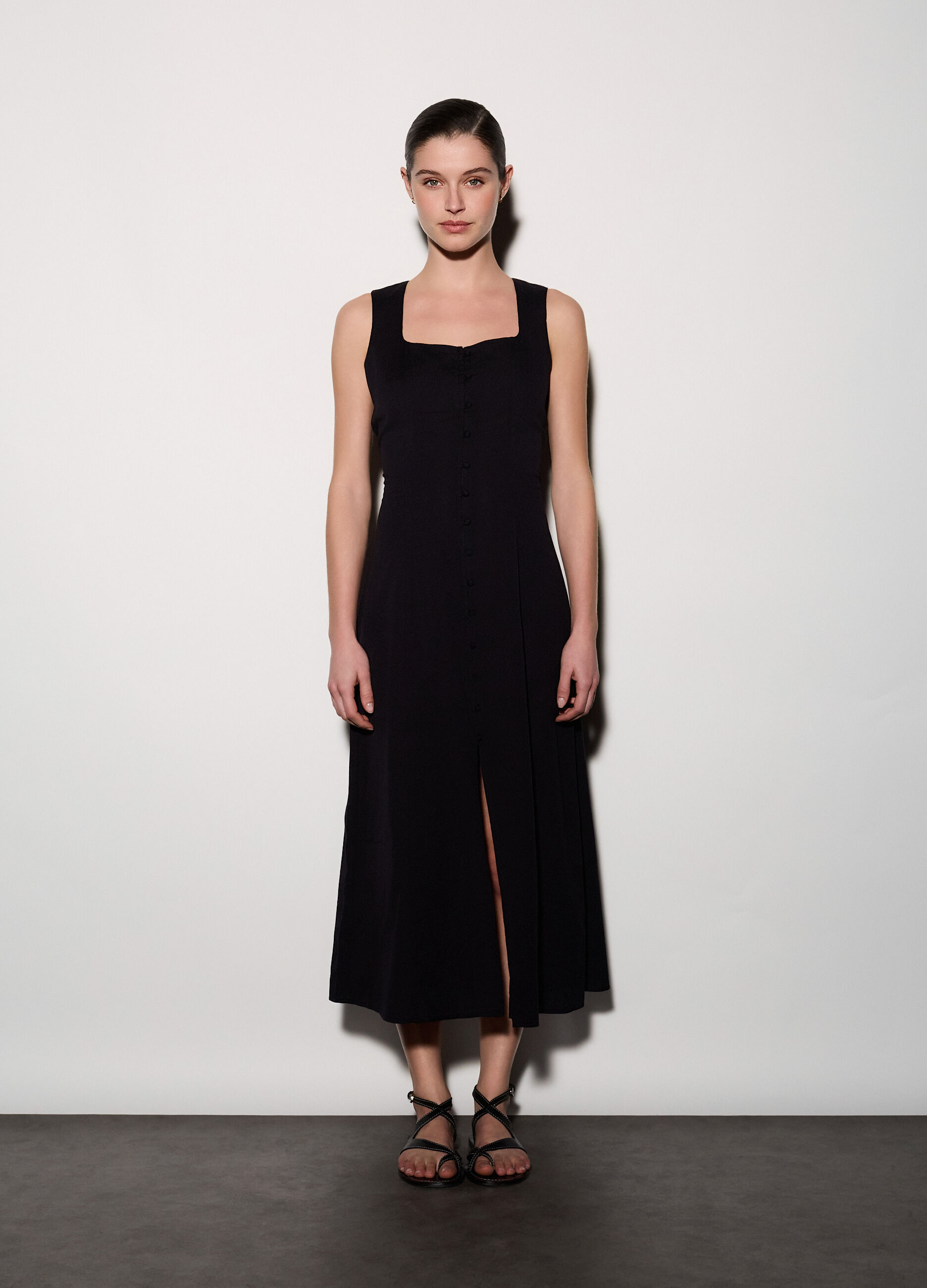 Abito lungo misto lino donna_1
