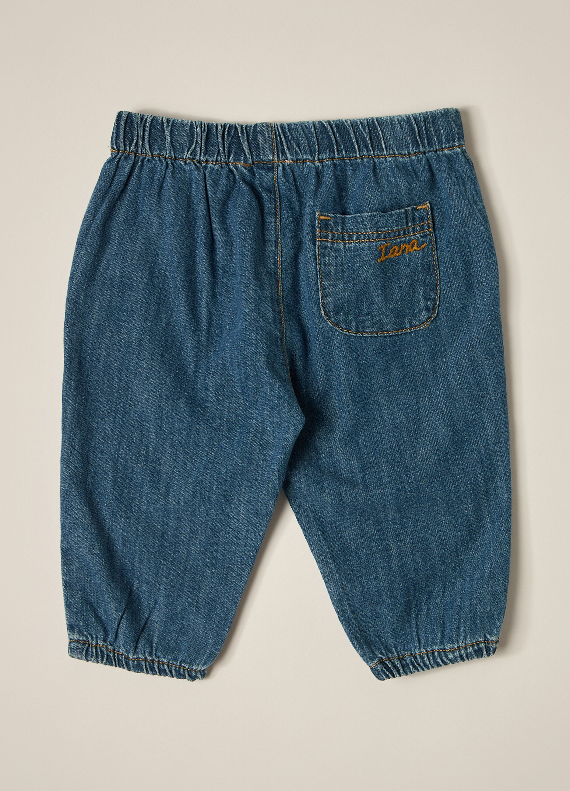 Pantaloni in denim di puro cotone IANA neonato_2