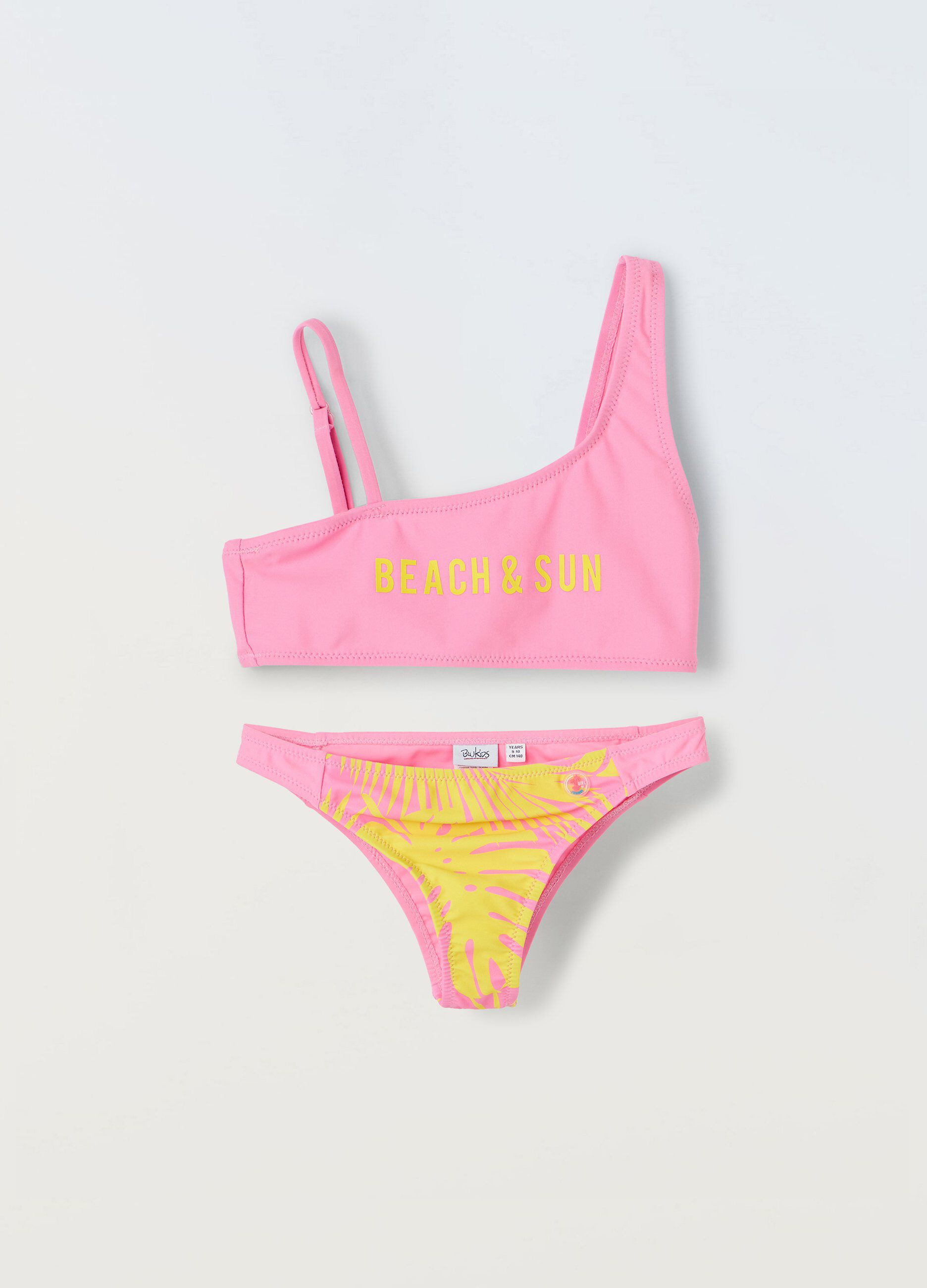 Bikini asimmetrico con stampa ragazza_0
