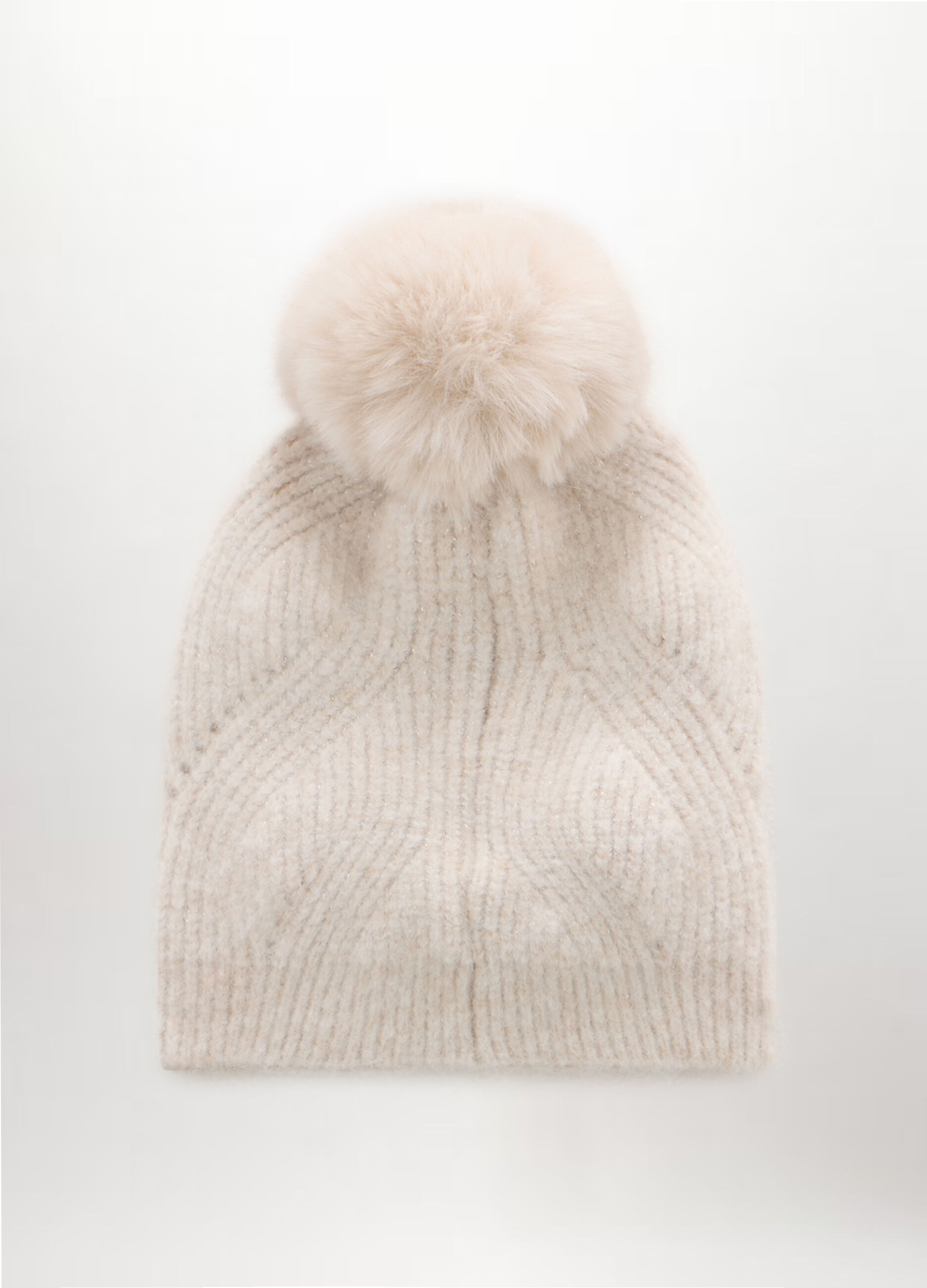 Berretto tricot con pon pom donna_1