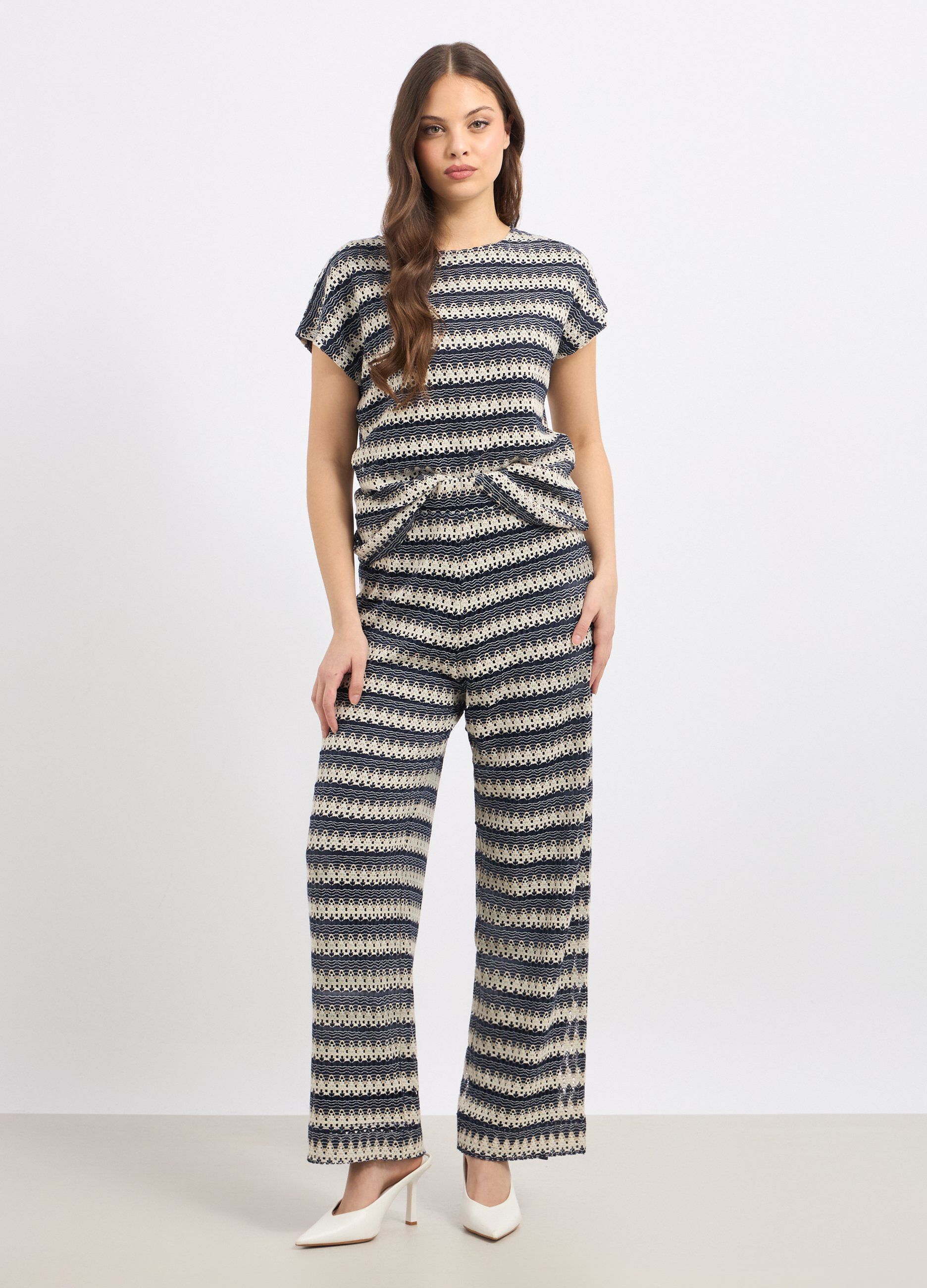 Pantaloni con lavorazione jacquard donna_0