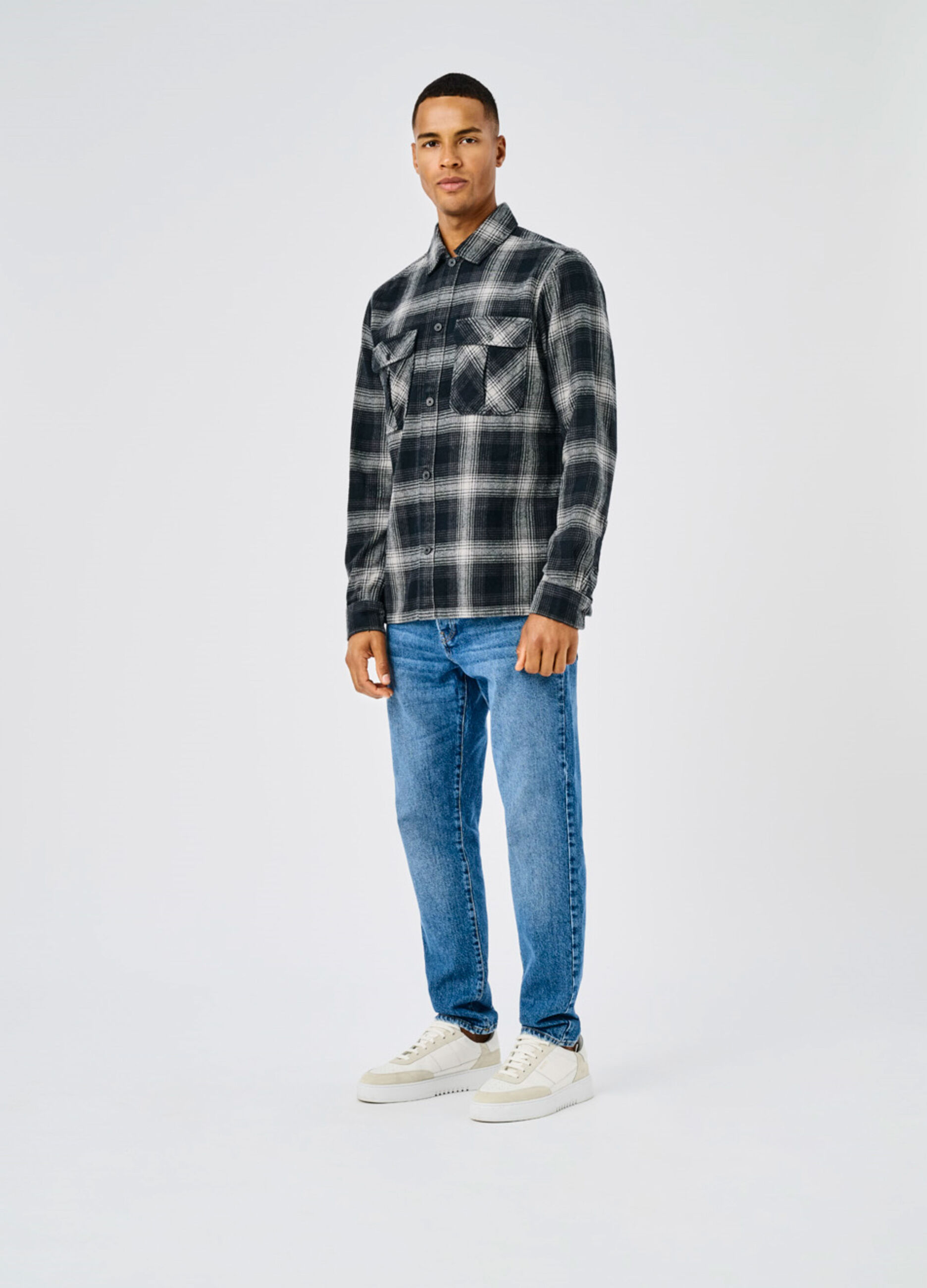 Giacca a camicia in flanella a quadri uomo_3