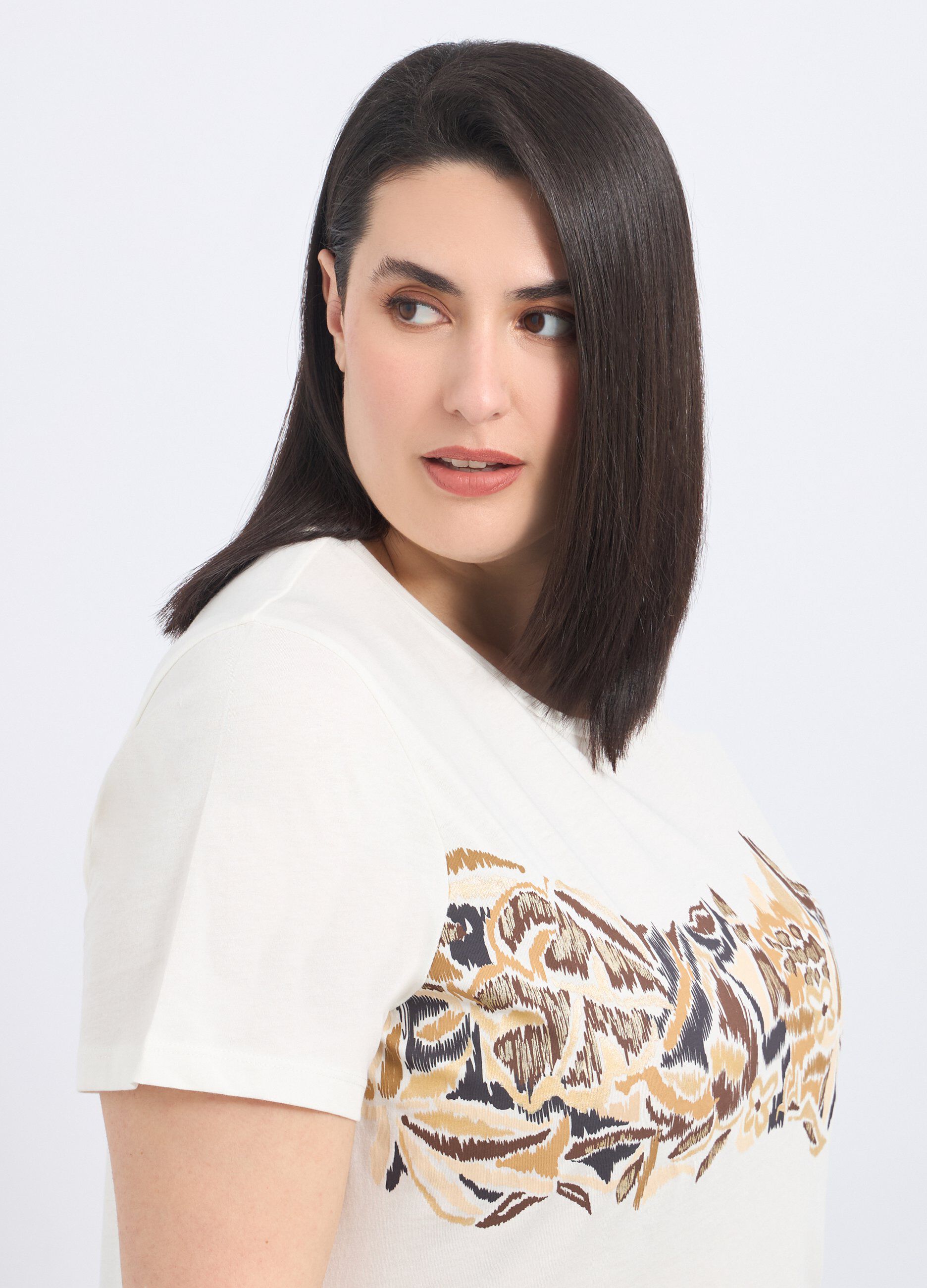T-shirt in puro cotone biologico con stampa donna curvy_2