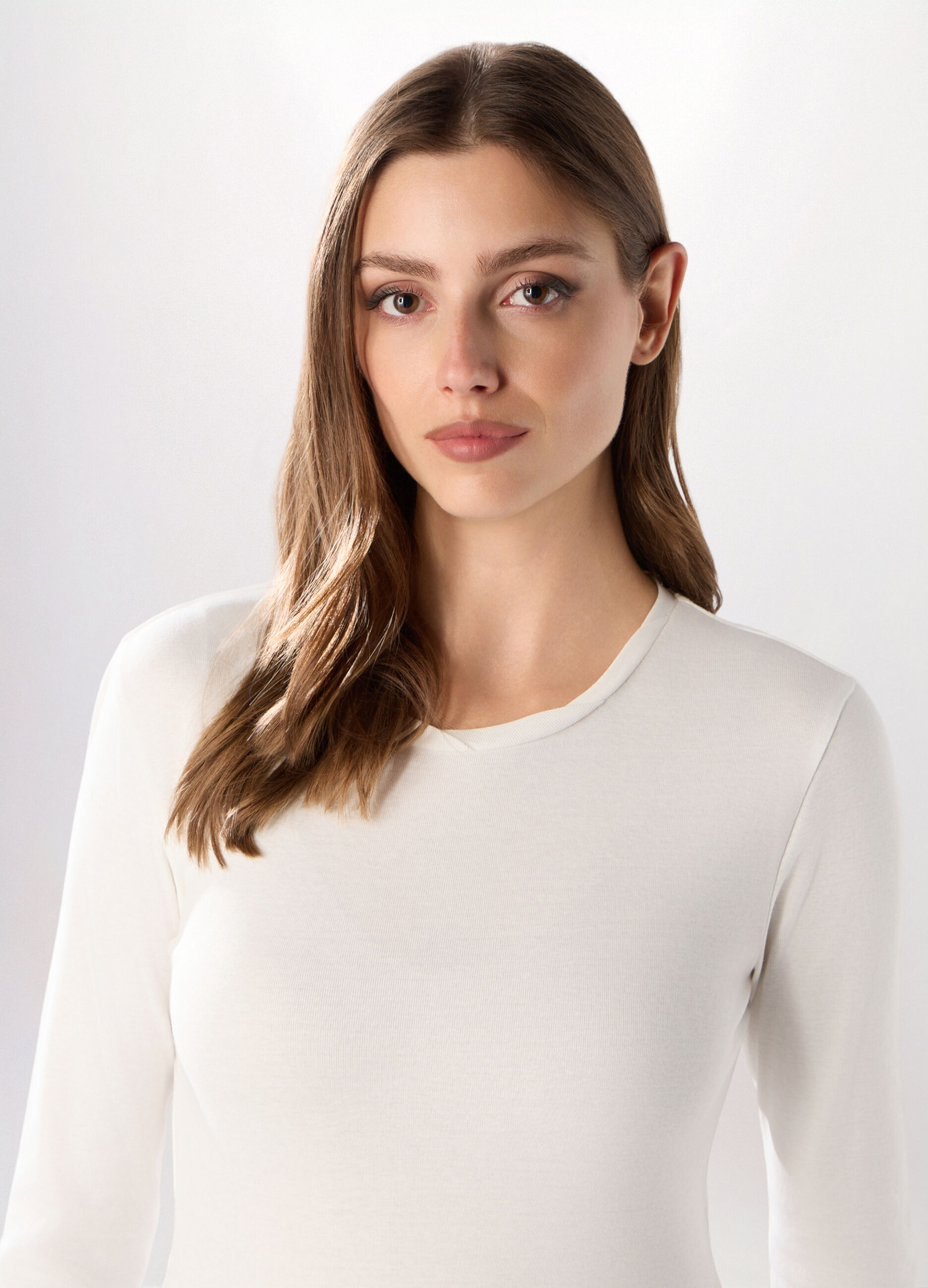 T-shirt in costina di puro cotone donna_2