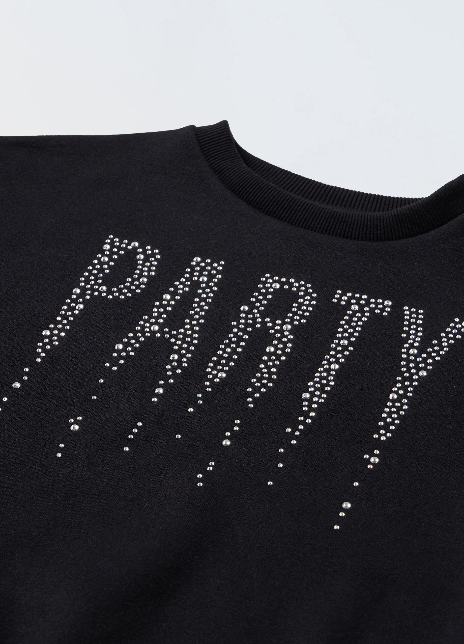 Felpa in misto cotone con strass ragazza_1