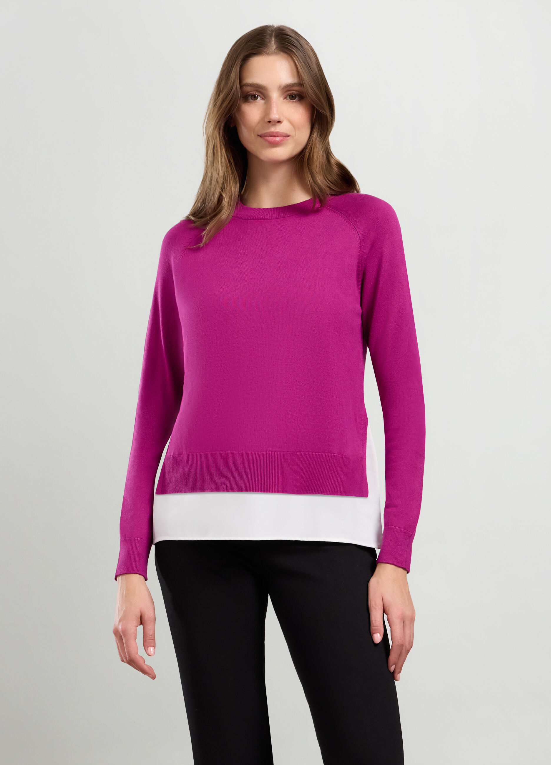 Tricot misto viscosa con inserto donna_0