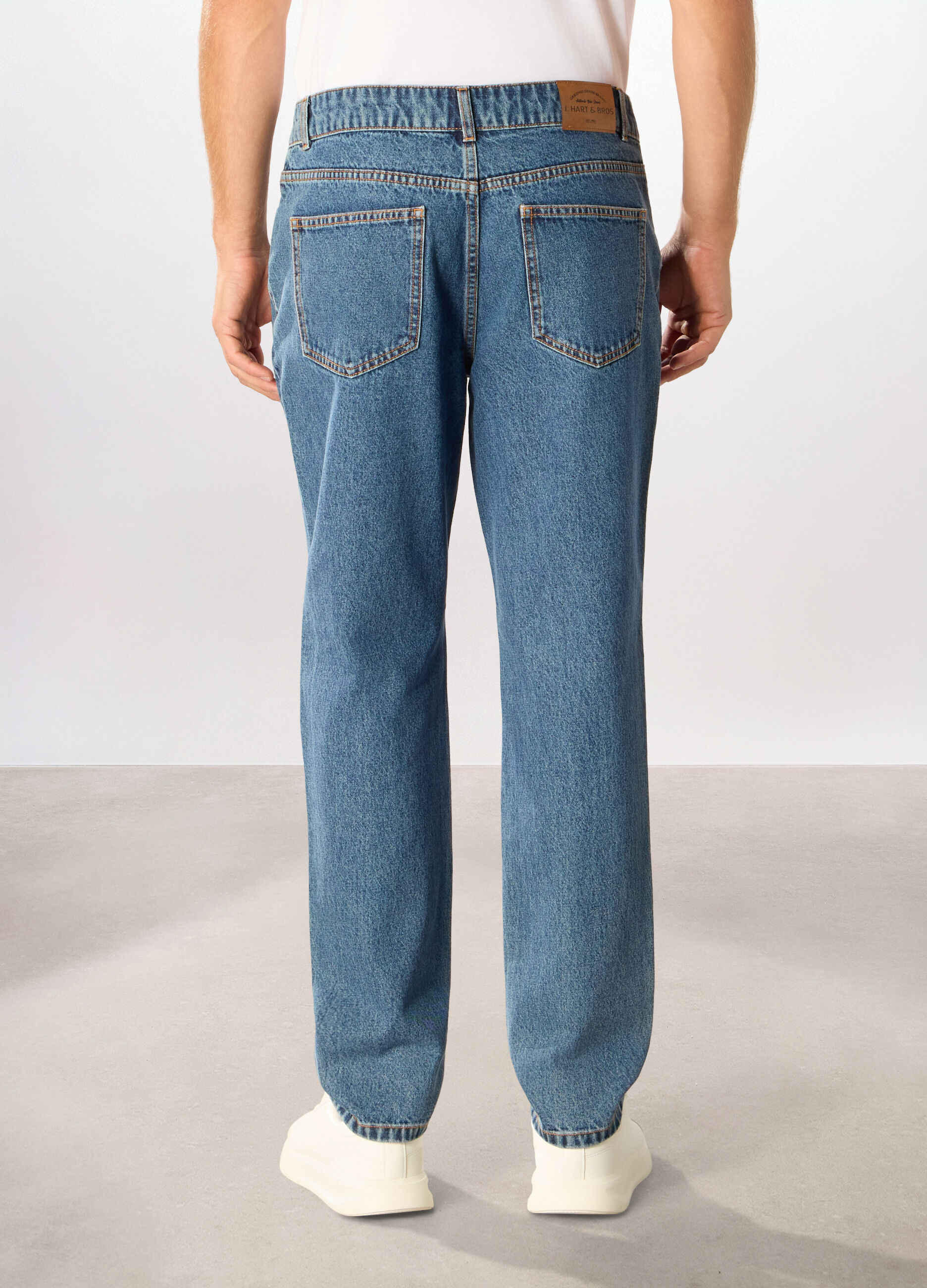 Jeans regular fit in denim di puro cotone uomo_1