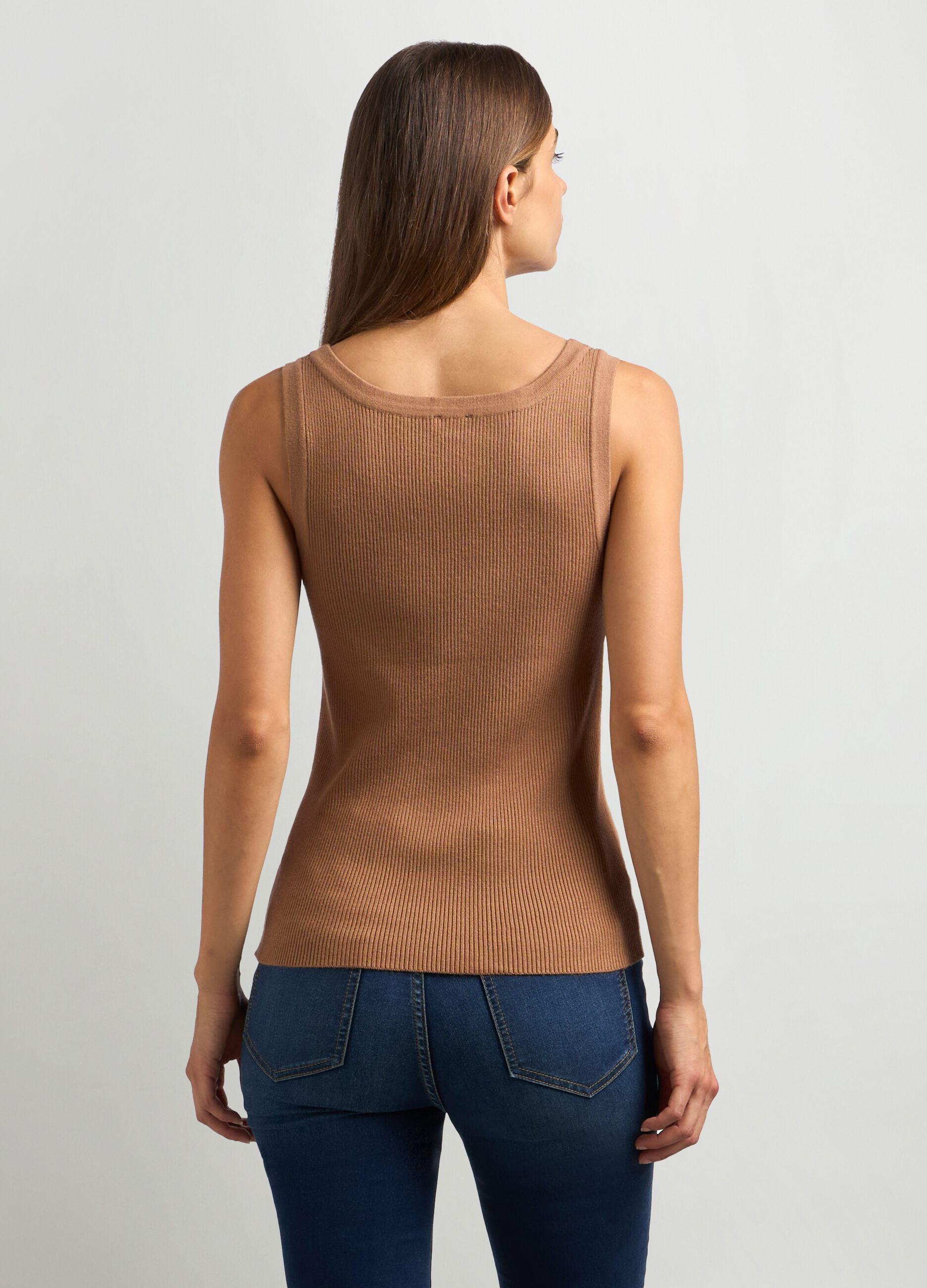 Canotta tricot in costina di misto viscosa donna_1