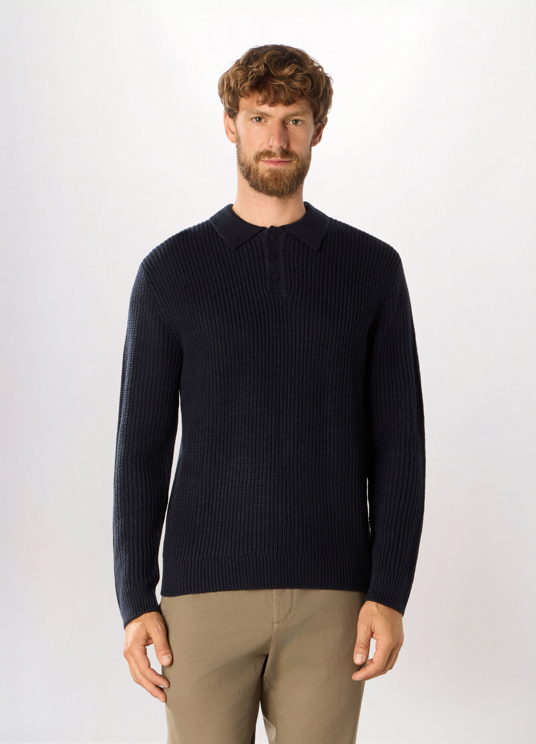 Maglione stile polo a costa inglese uomo_0