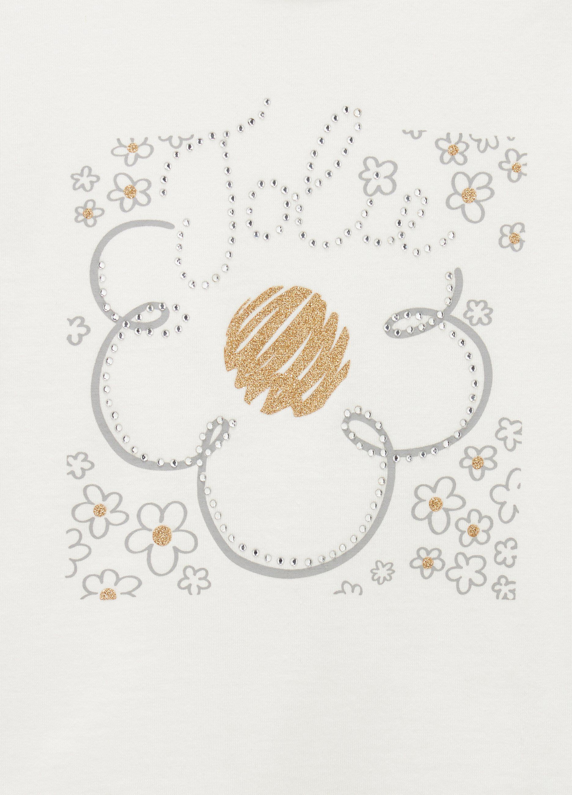 T-shirt in puro cotone con rouches bambina_1