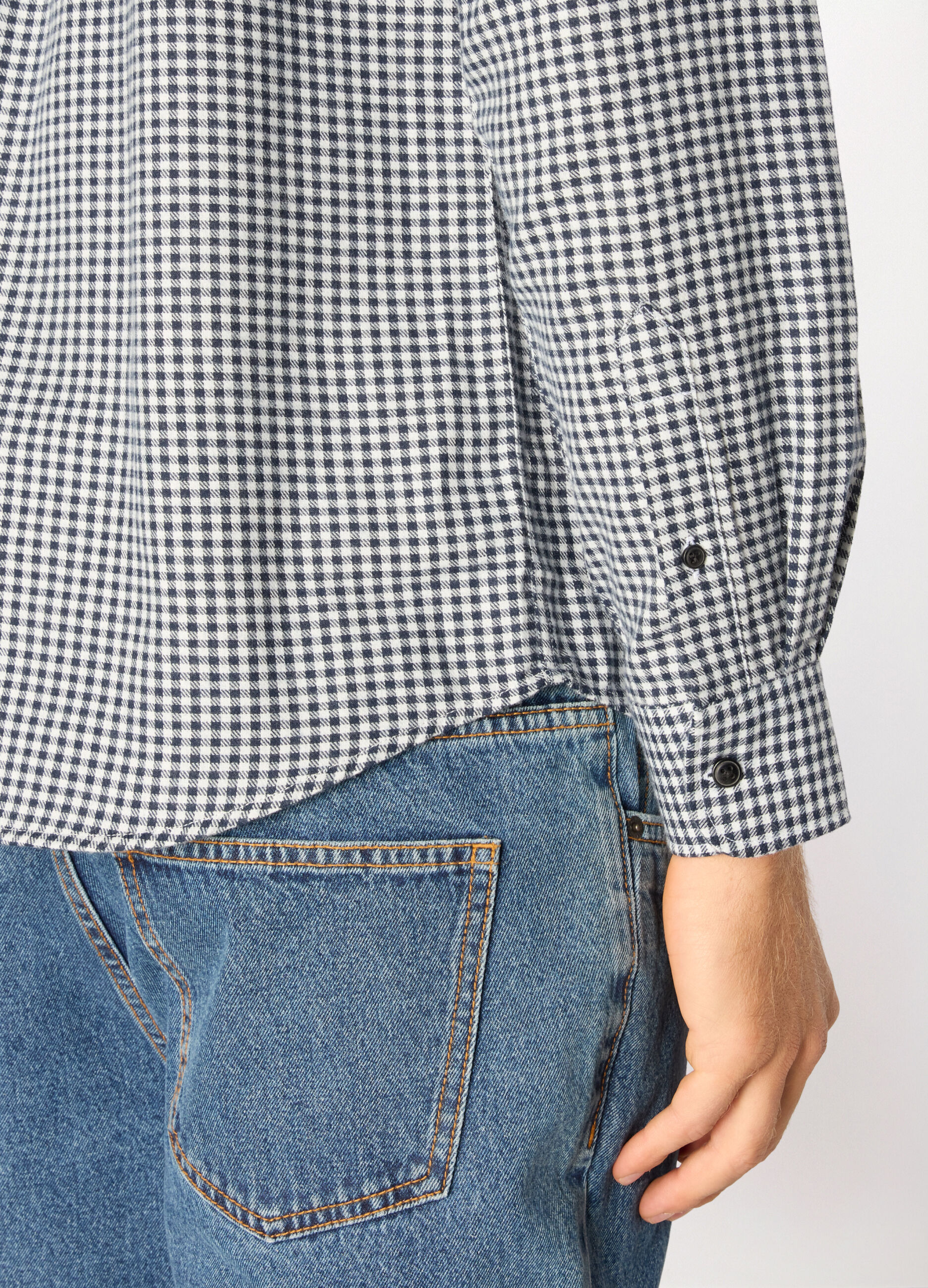 Camicia in flanella misto cotone a quadri uomo_2