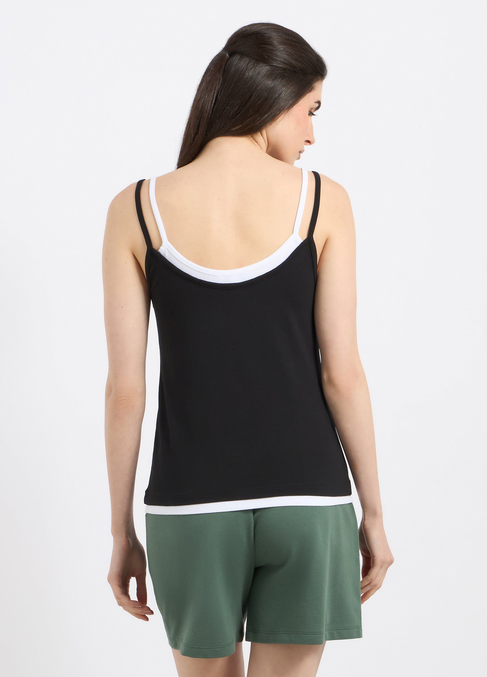 Top a canotta finto in due pezzi a contrasto donna_1
