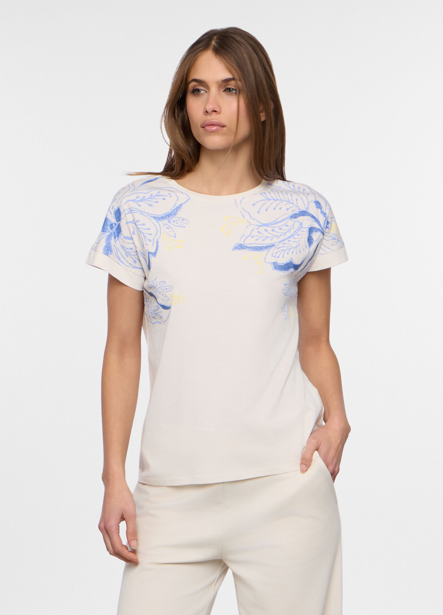 T-shirt girocollo stretch donna_0