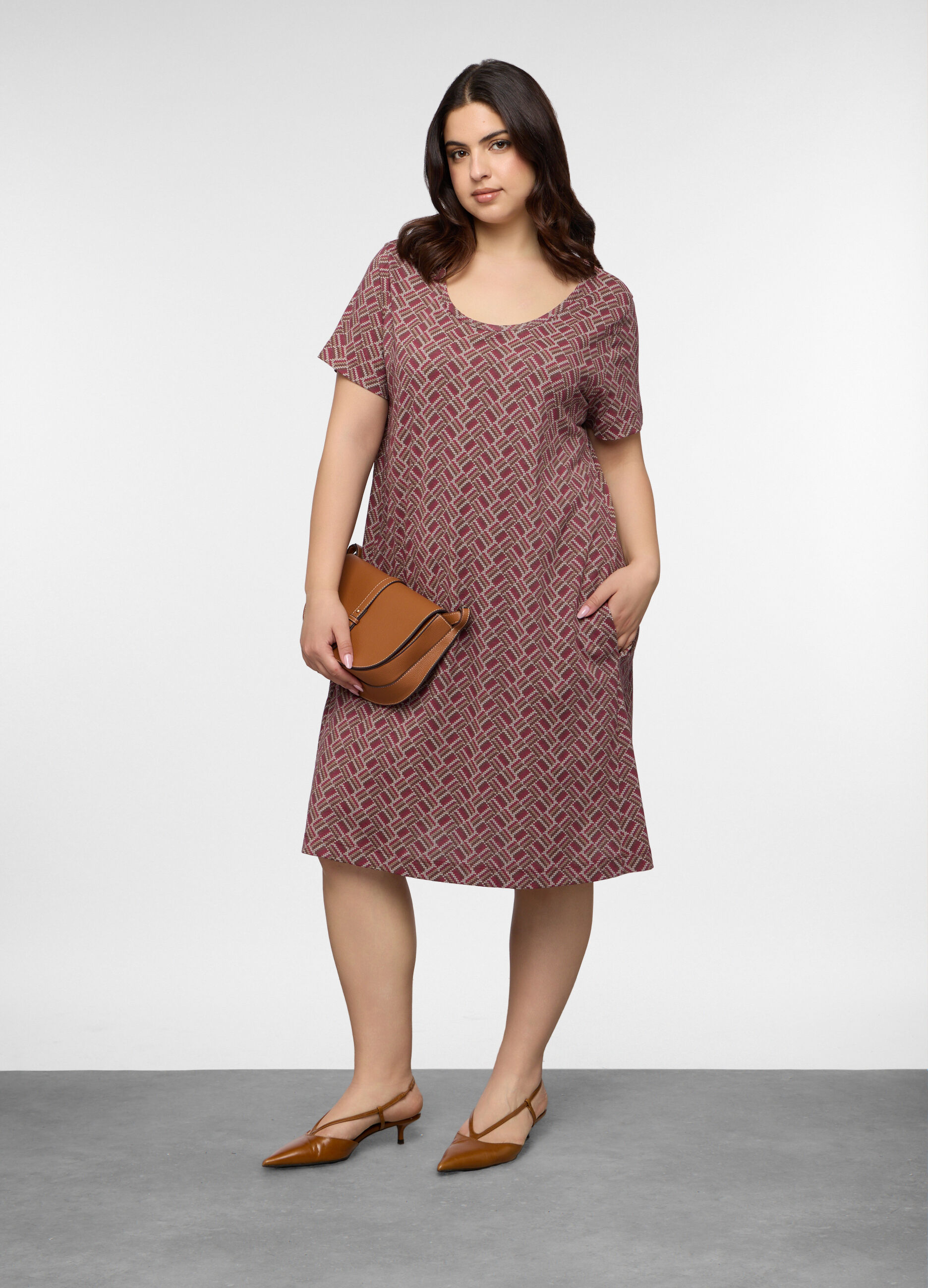 Abito corto girocollo in jersey di puro cotone donna curvy_0
