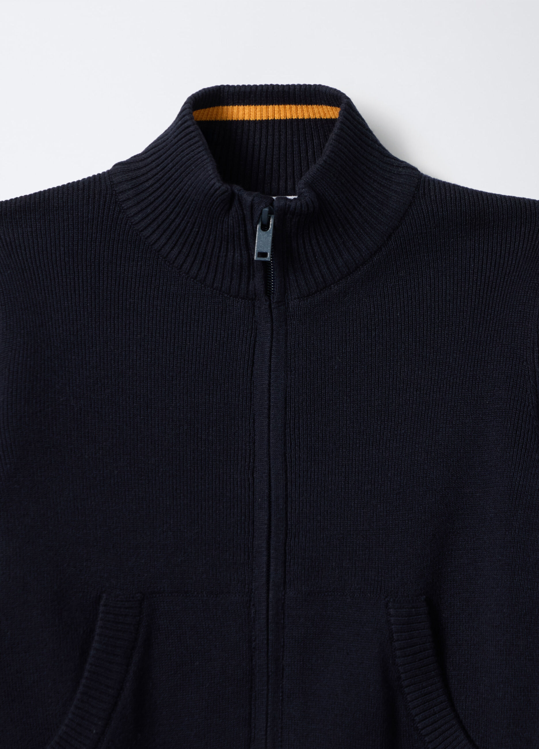 Cardigan in puro cotone regular fit con zip e collo alto bambino_2