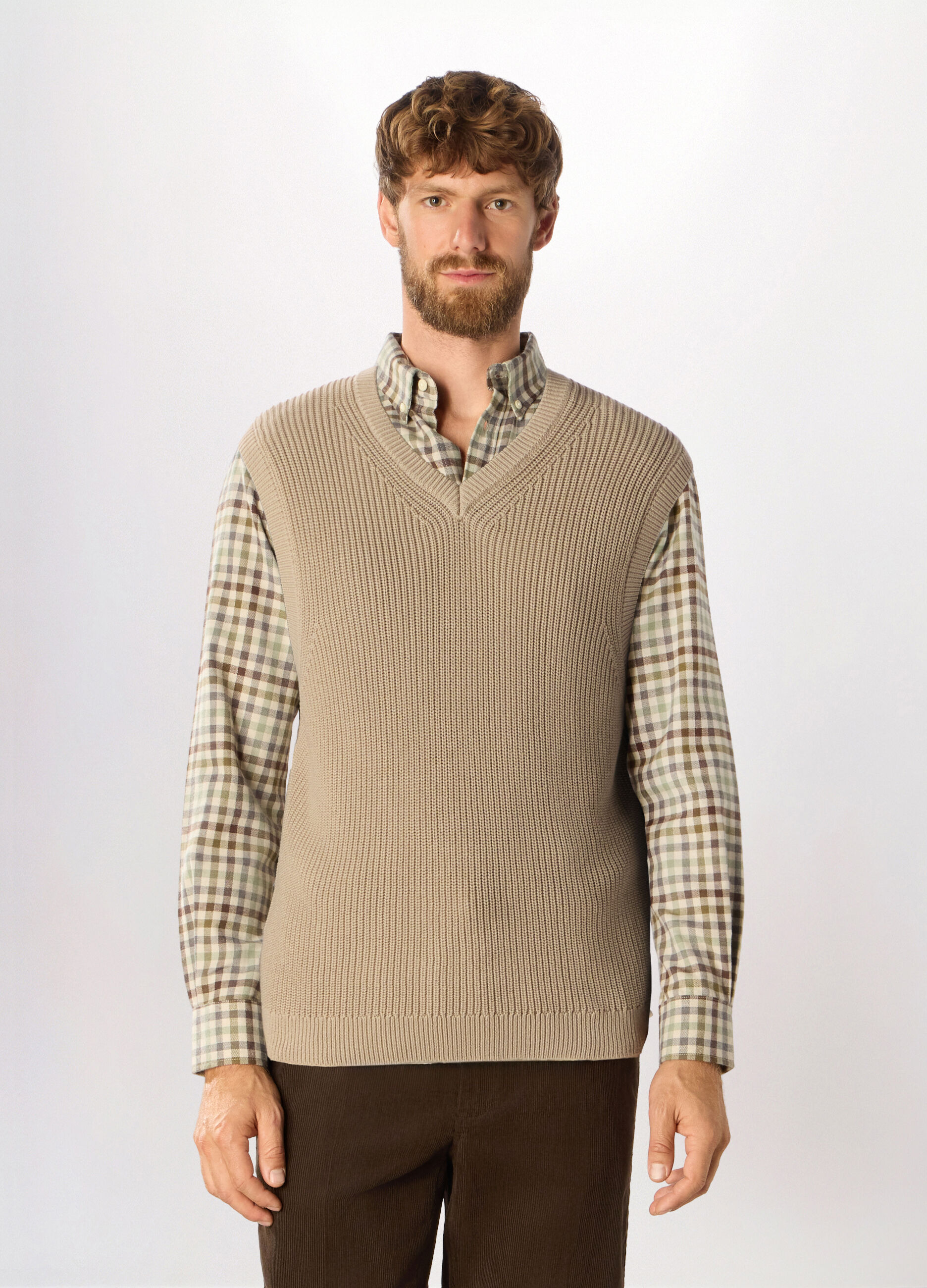 Gilet a costa inglese in cotone uomo_0