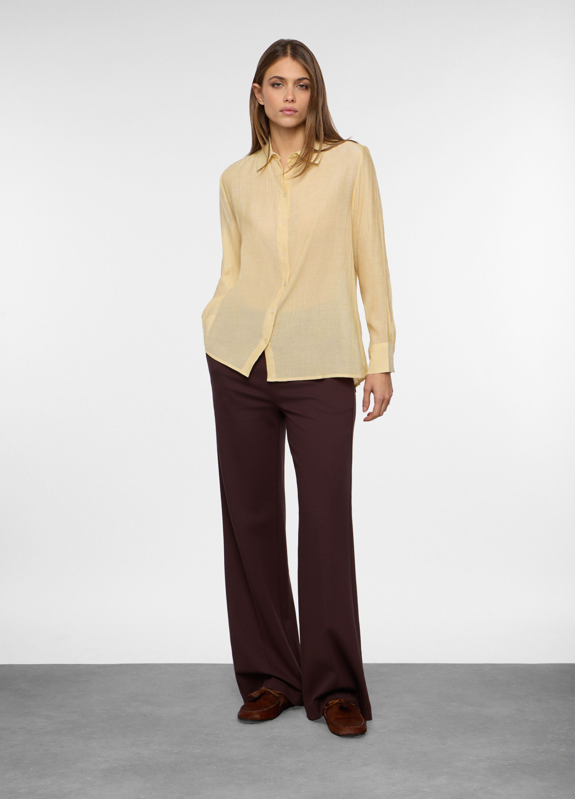 Pantaloni misto viscosa stretch donna_0