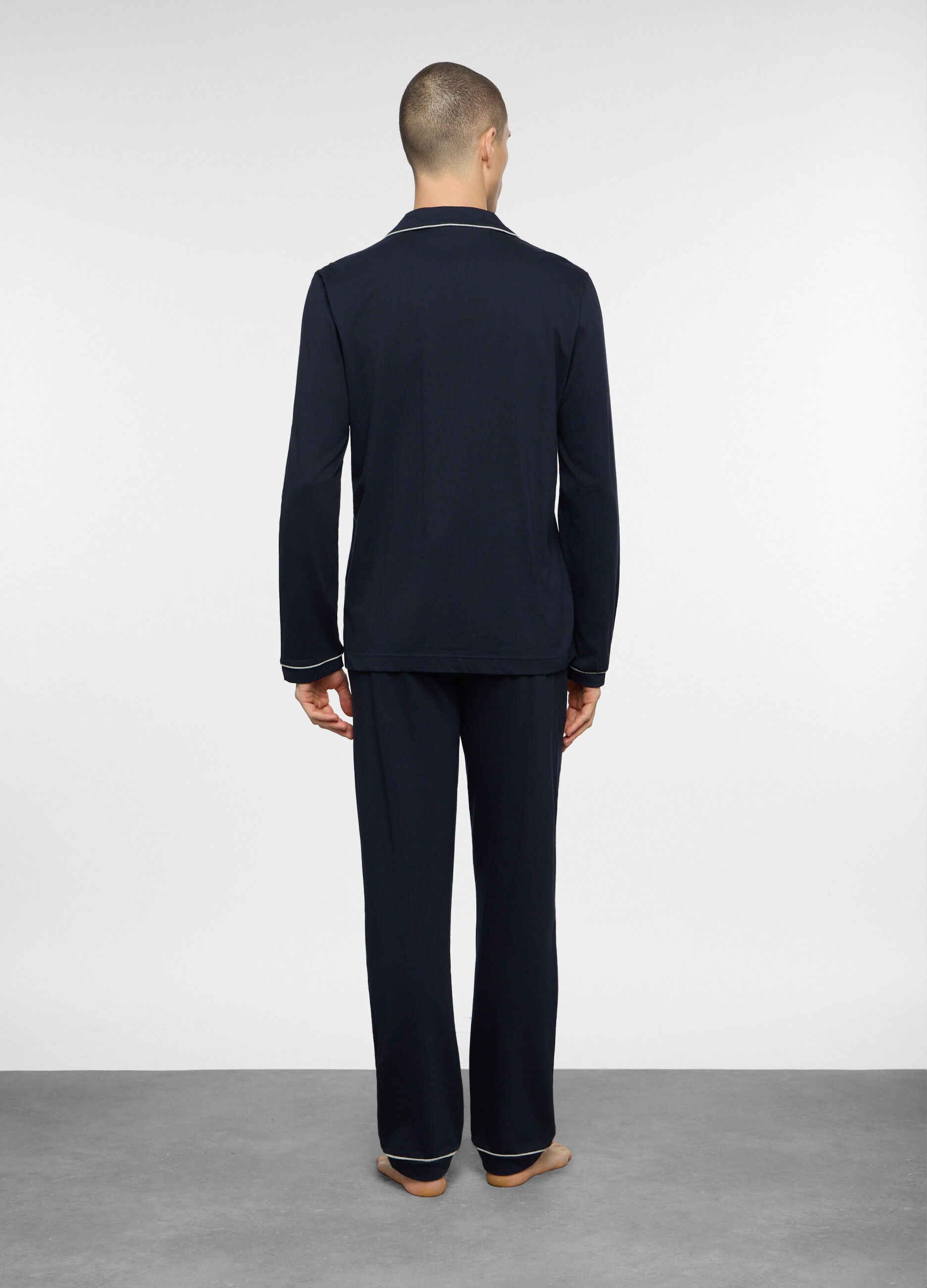 Pigiama lungo a camicia in cotone uomo_1