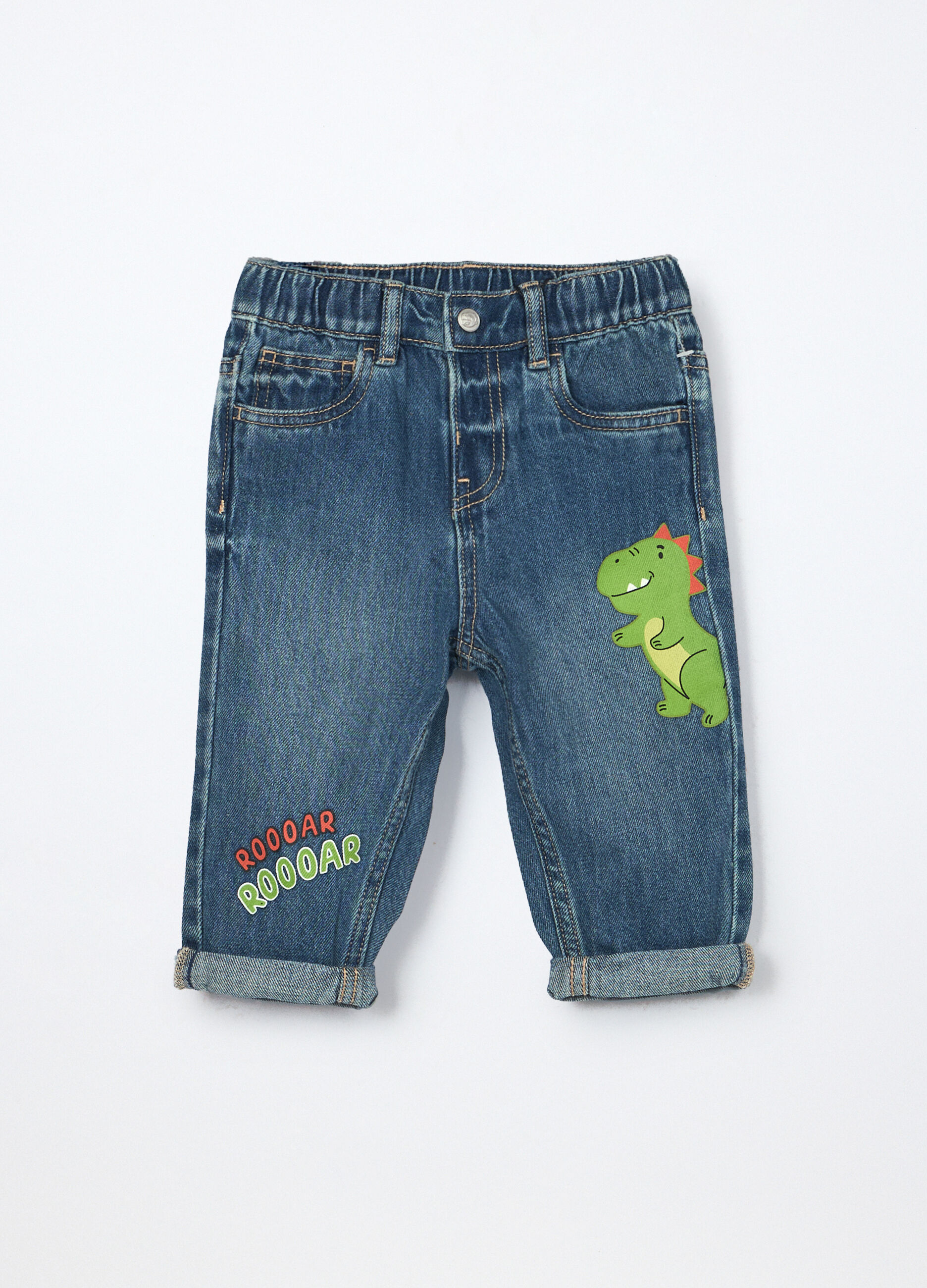 Pantaloni in denim misto cotone neonato_0