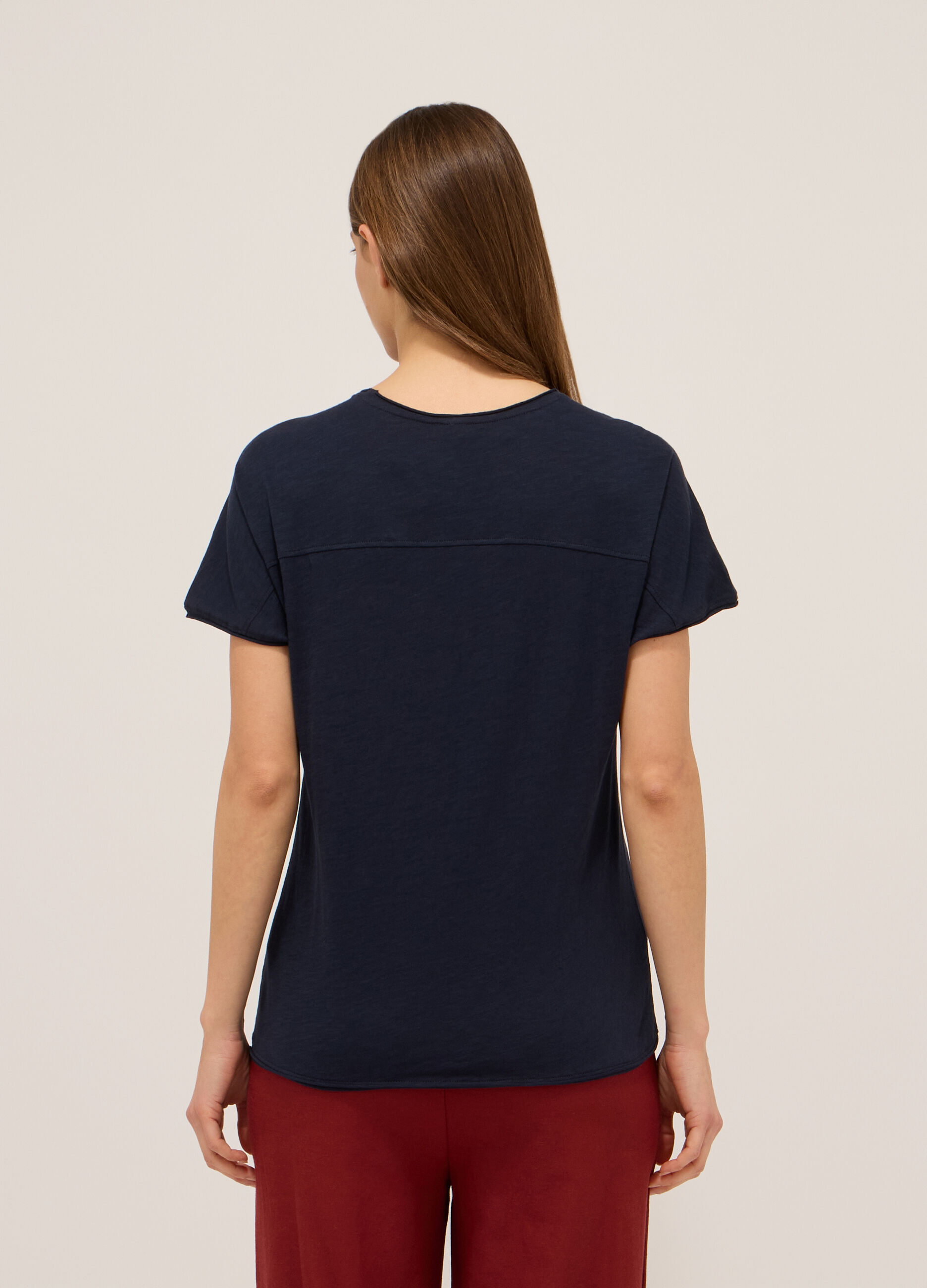 T-shirt in jersey slub di puro cotone donna_1