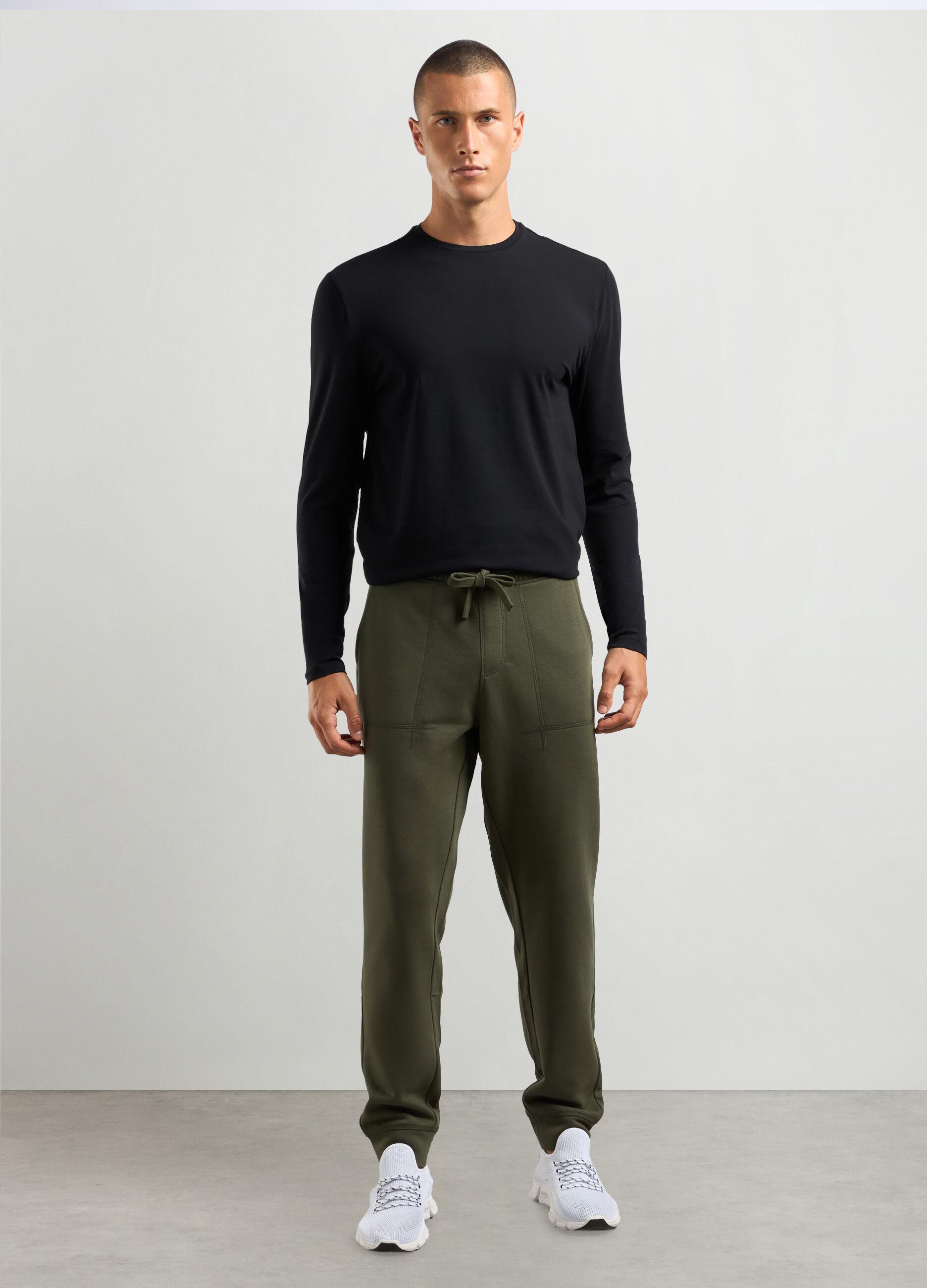 Joggers regular fit in felpa di misto cotone uomo_0