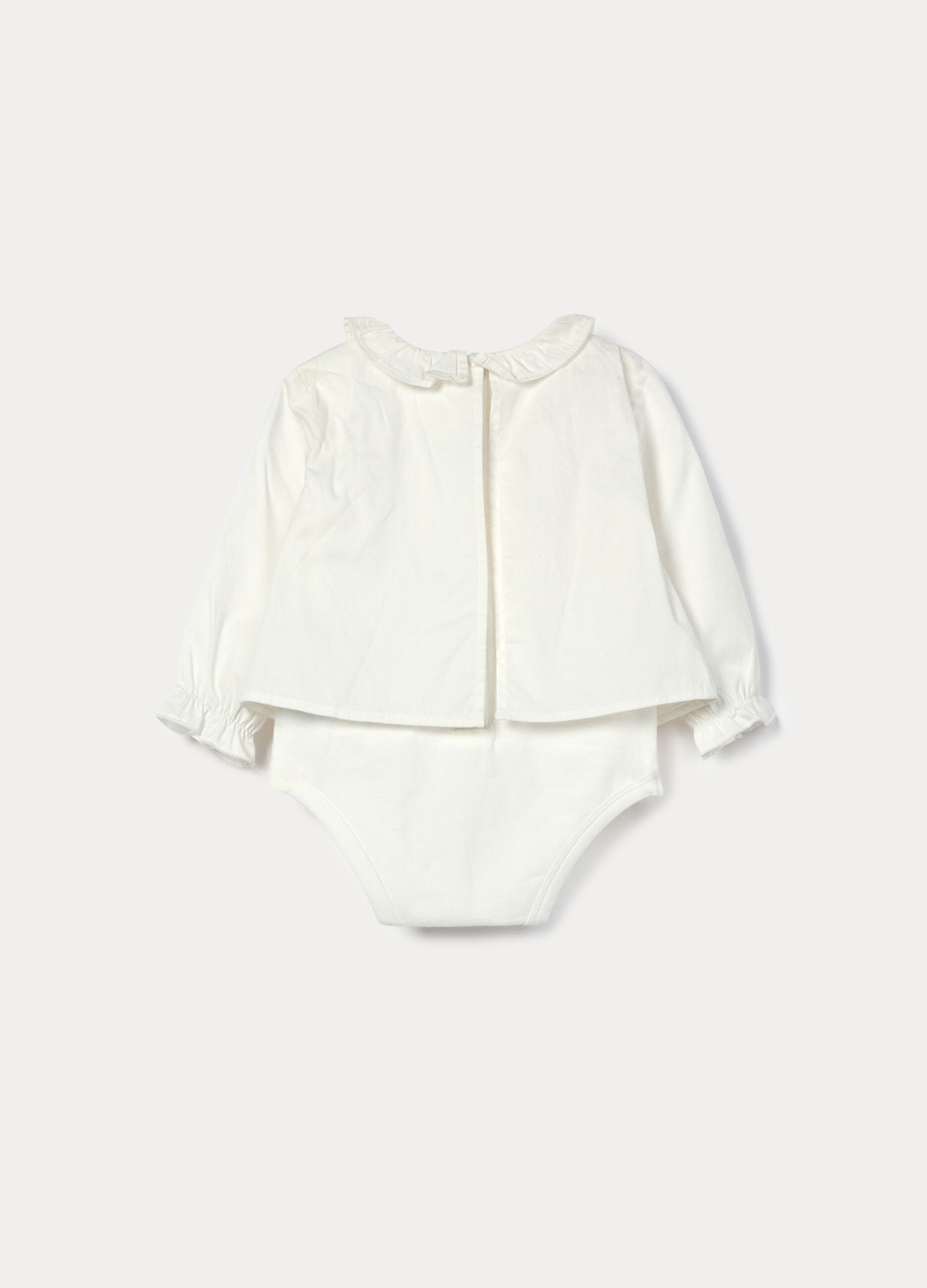 Body con blusa in popeline di puro cotone neonata_1