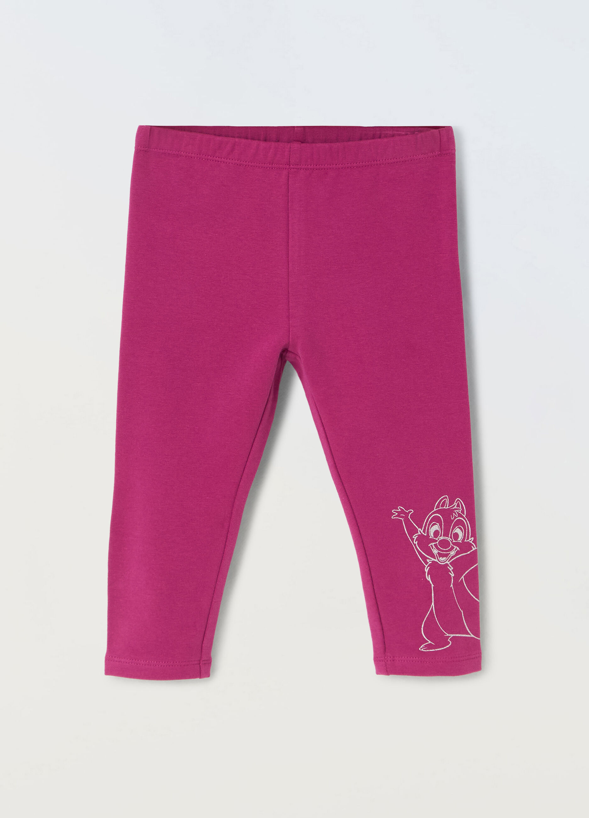 Leggings in felpa stretch di cotone neonata_0