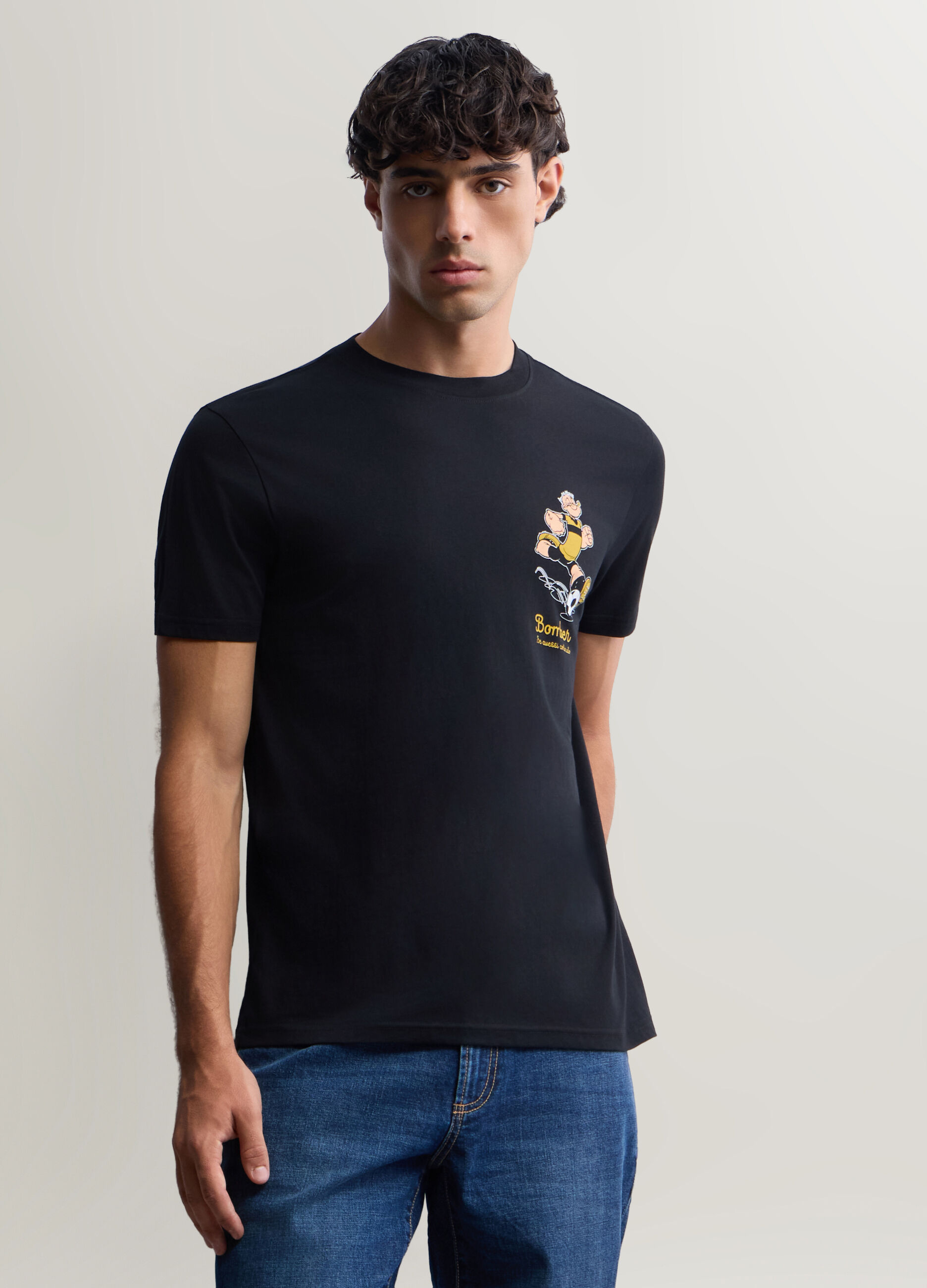 T-shirt girocollo in cotone con stampa Braccio di ferro uomo