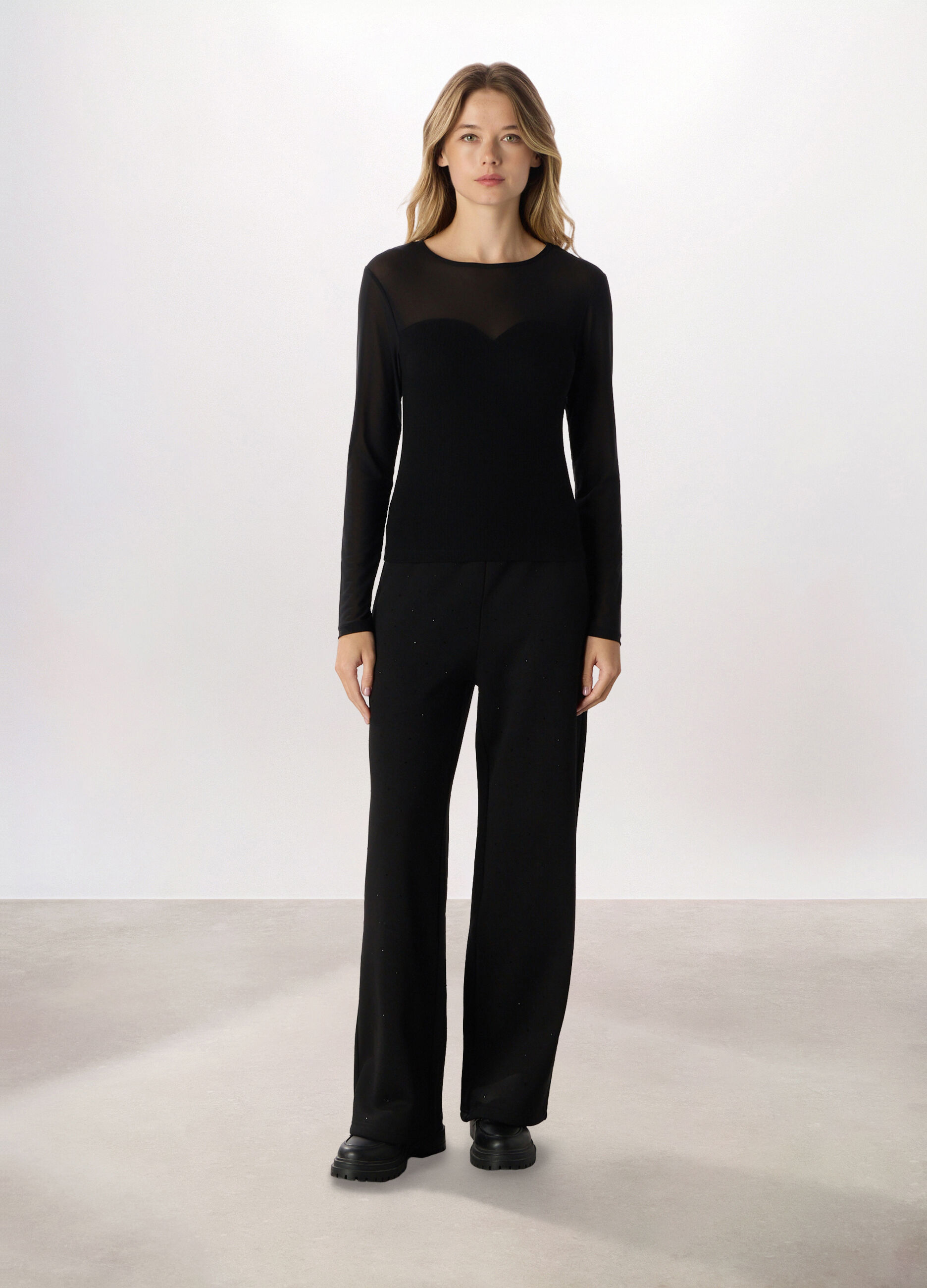 Pantaloni misto cotone fleece donna_0