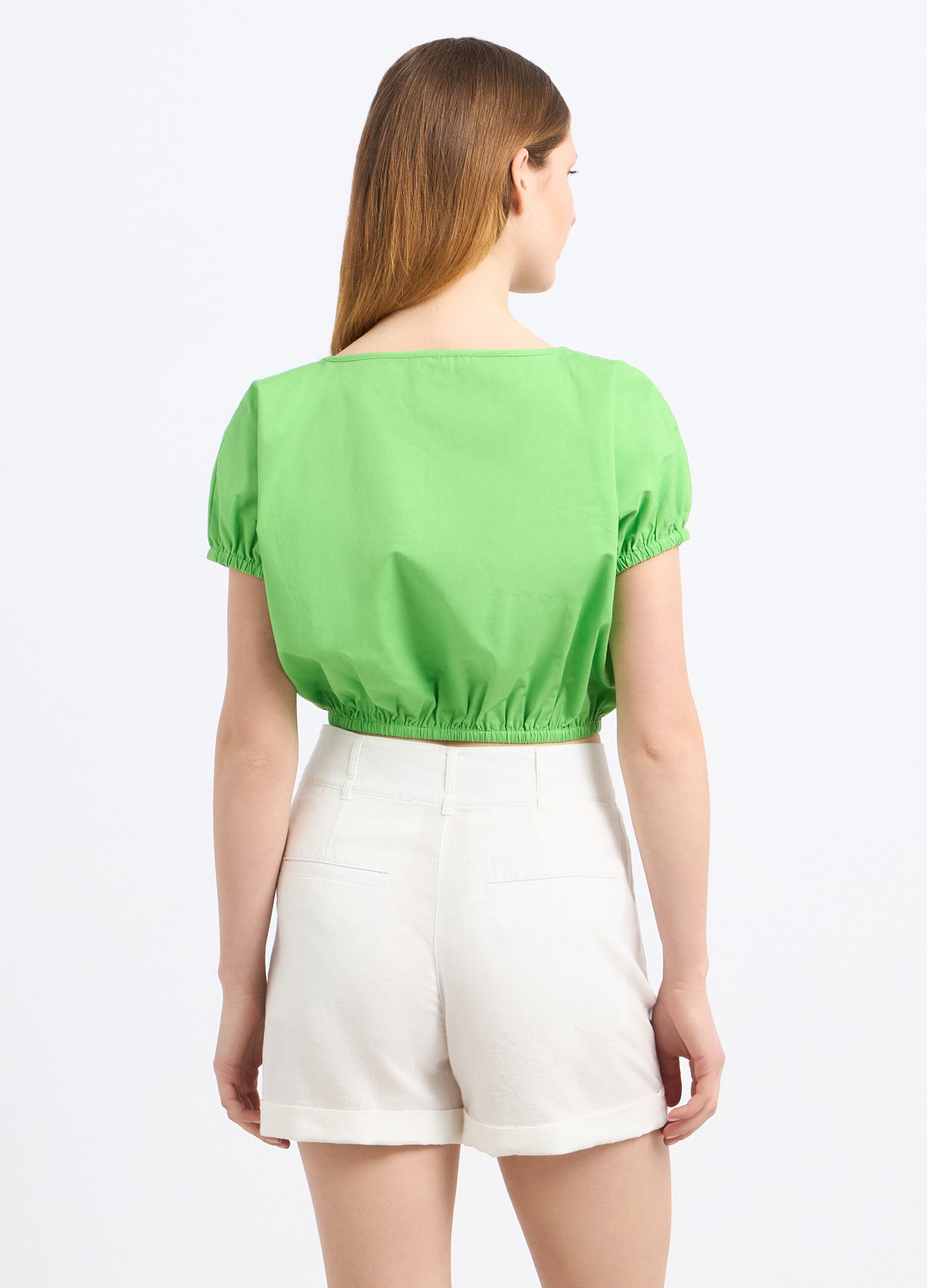 Blusa cropped in puro cotone donna_1