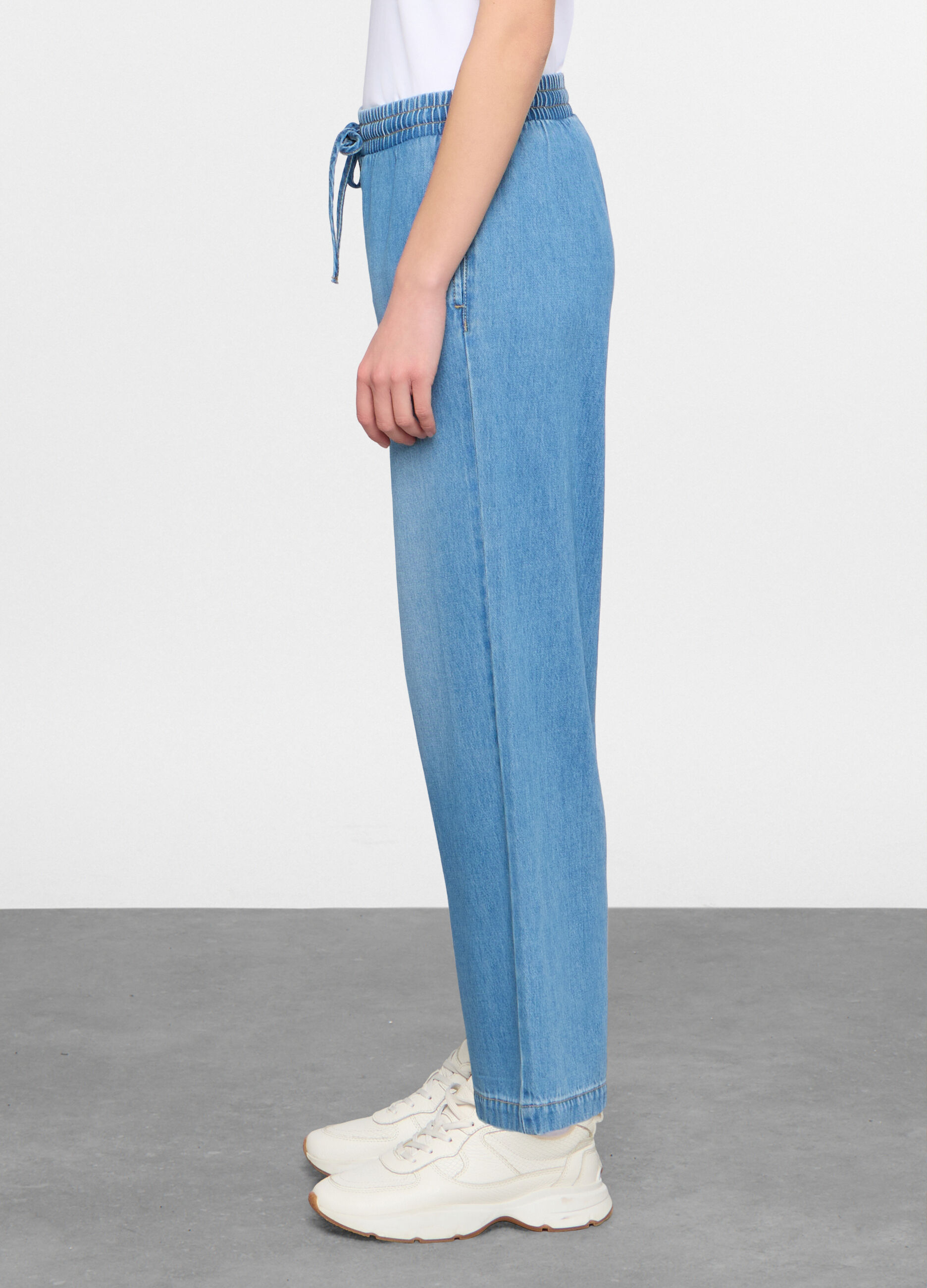 Jogger fit culotte in misto denim misto lyocell donna_1