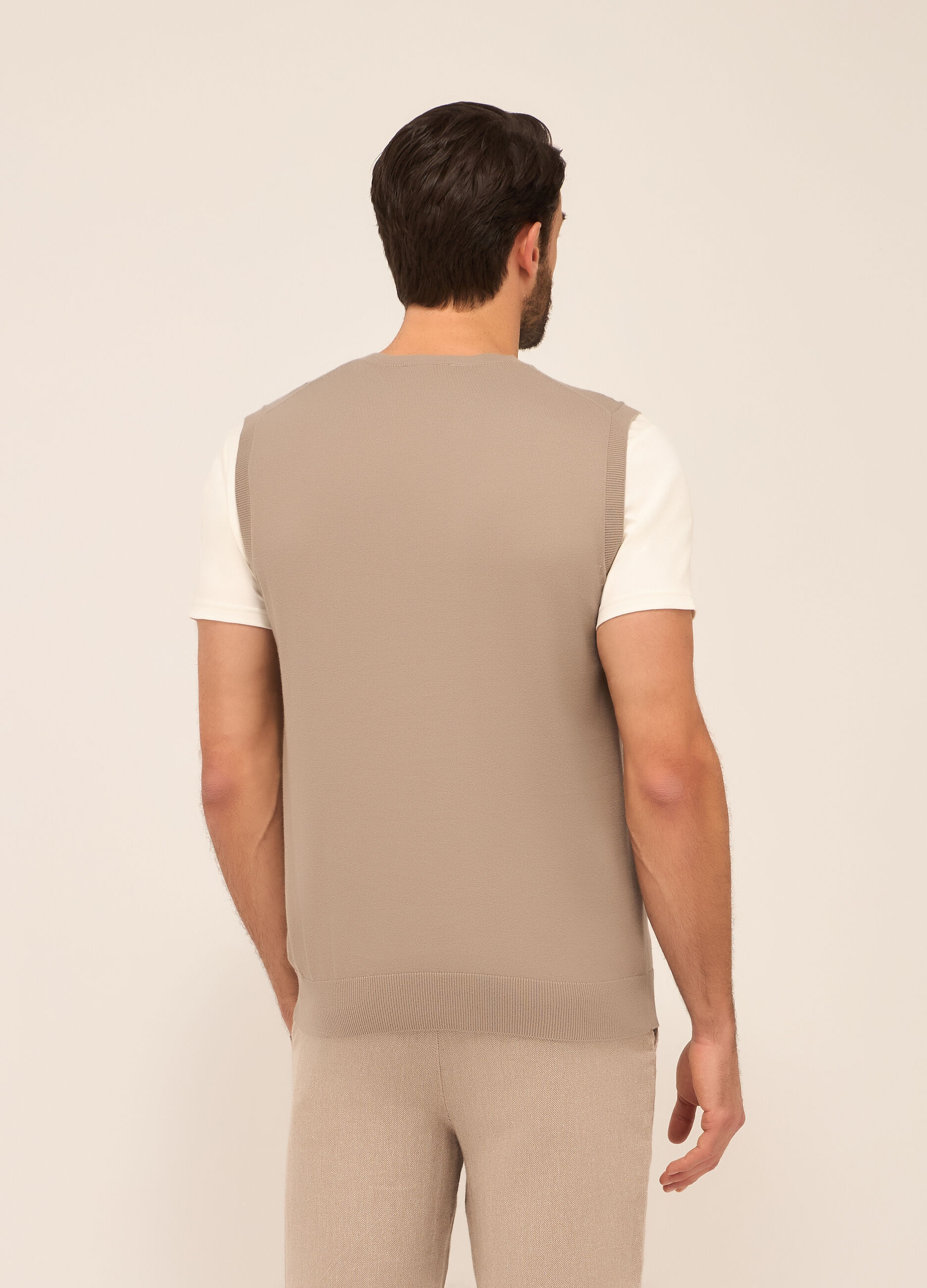 Gilet collo a V in puro cotone uomo_1