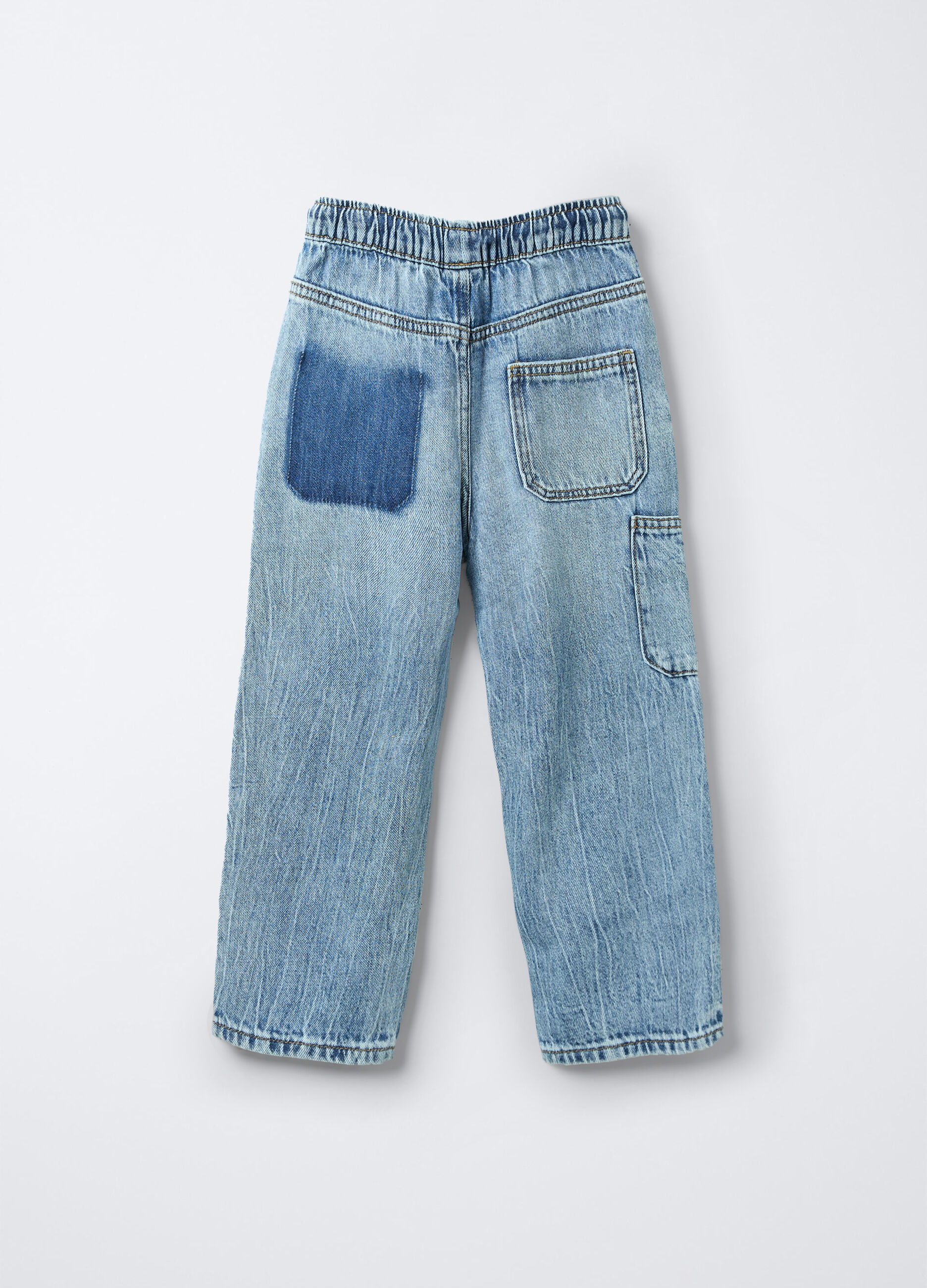 Jogger in denim misto cotone Straight Fit bambino_1