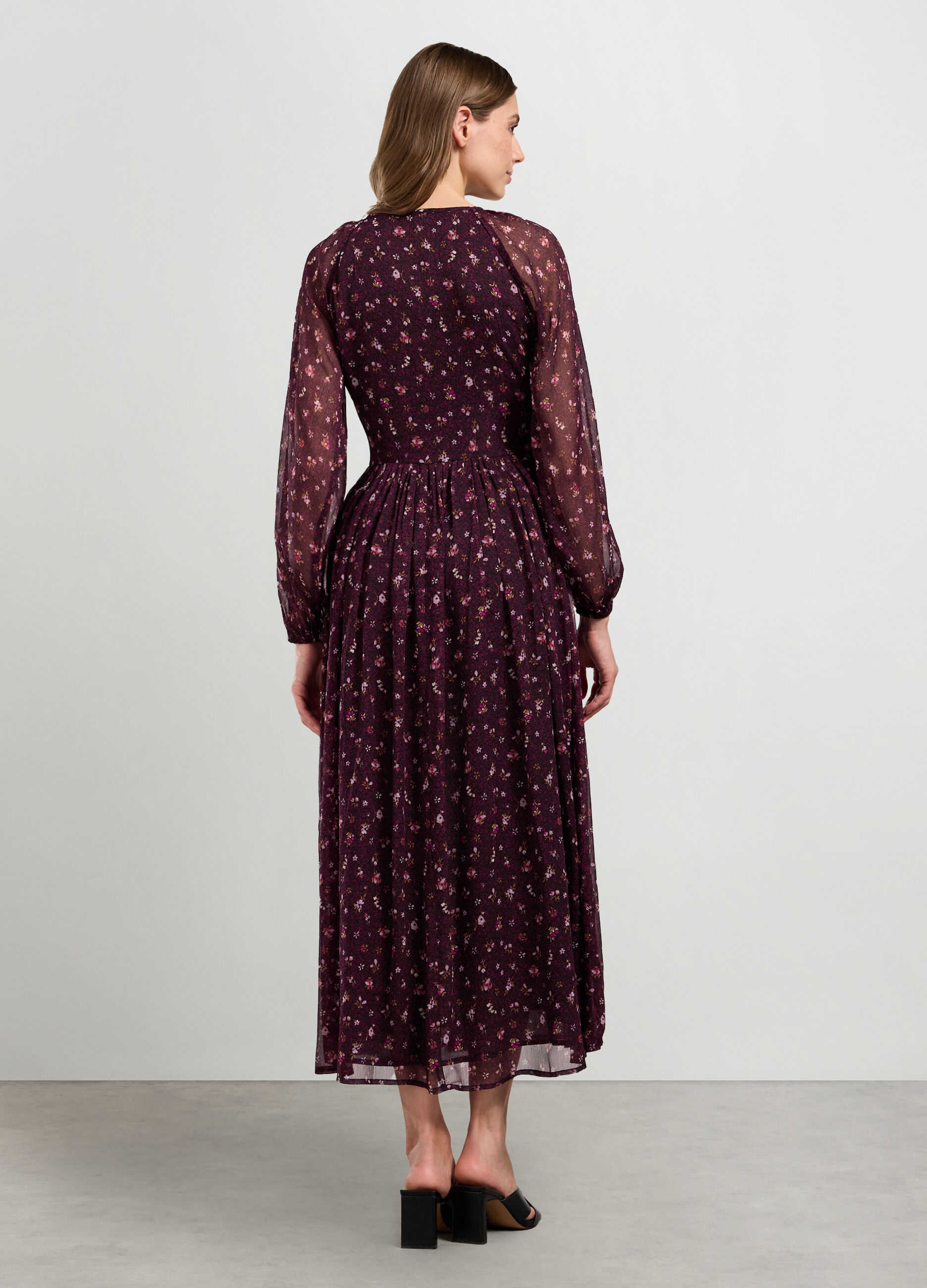 Abito lungo con stampa floreale donna_1