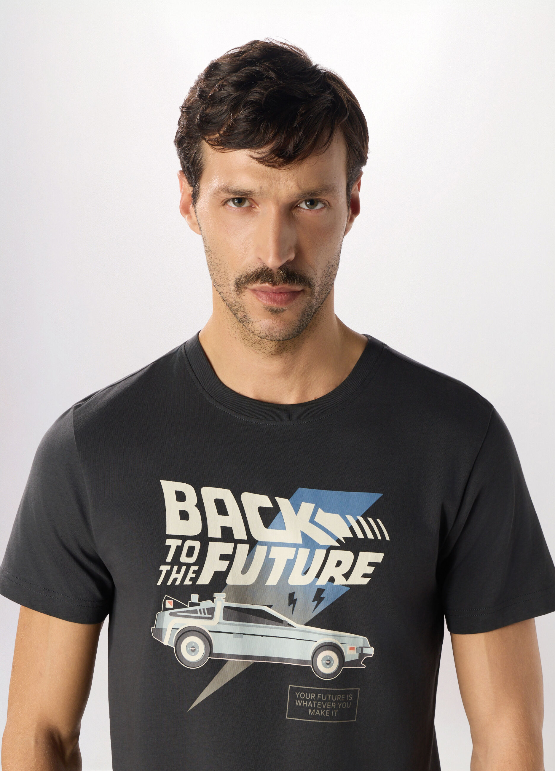 T-shirt girocollo con stampa Back to the Future in cotone uomo_2