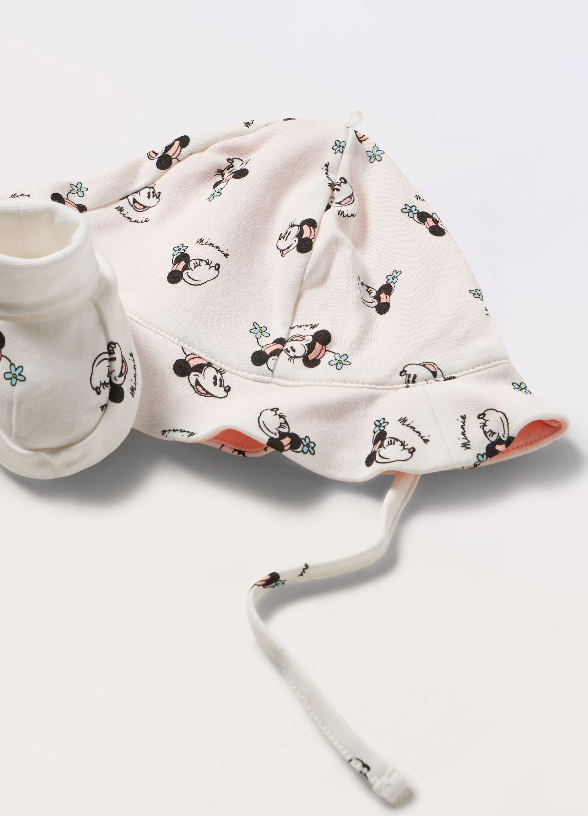 Set berretto pescatore + scarpine in interlock di puro cotone neonata_1