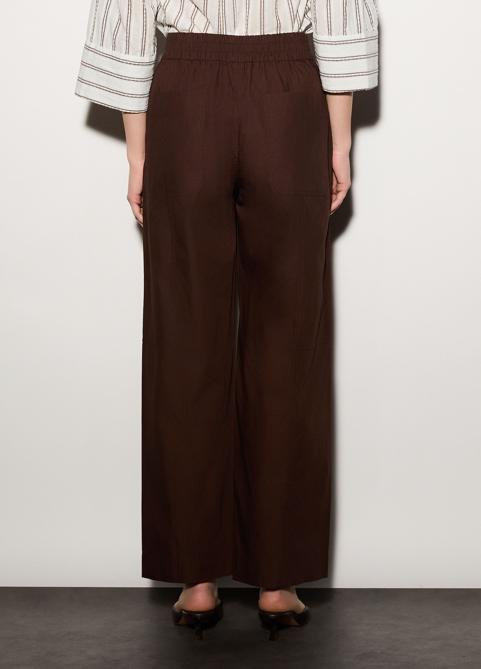 Pantaloni regular fit in popeline di puro cotone donna_2