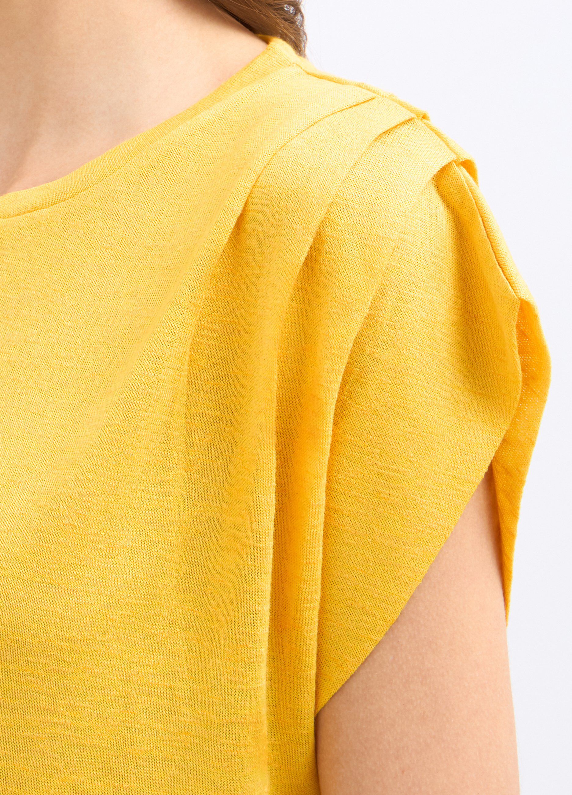 T-shirt con manica drappeggiata in misto viscosa donna_2