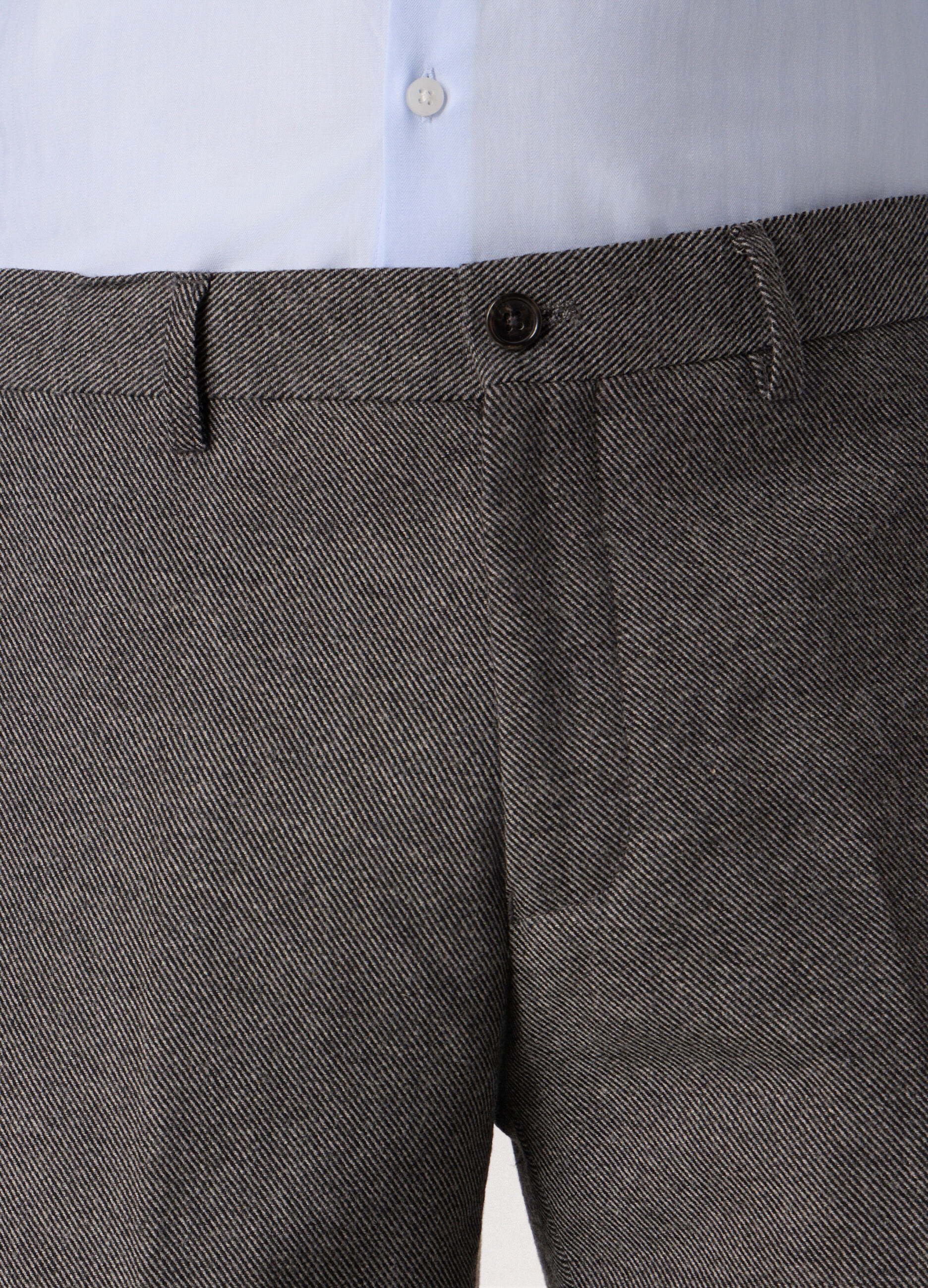 Pantalone slim in twill misto lana uomo_2