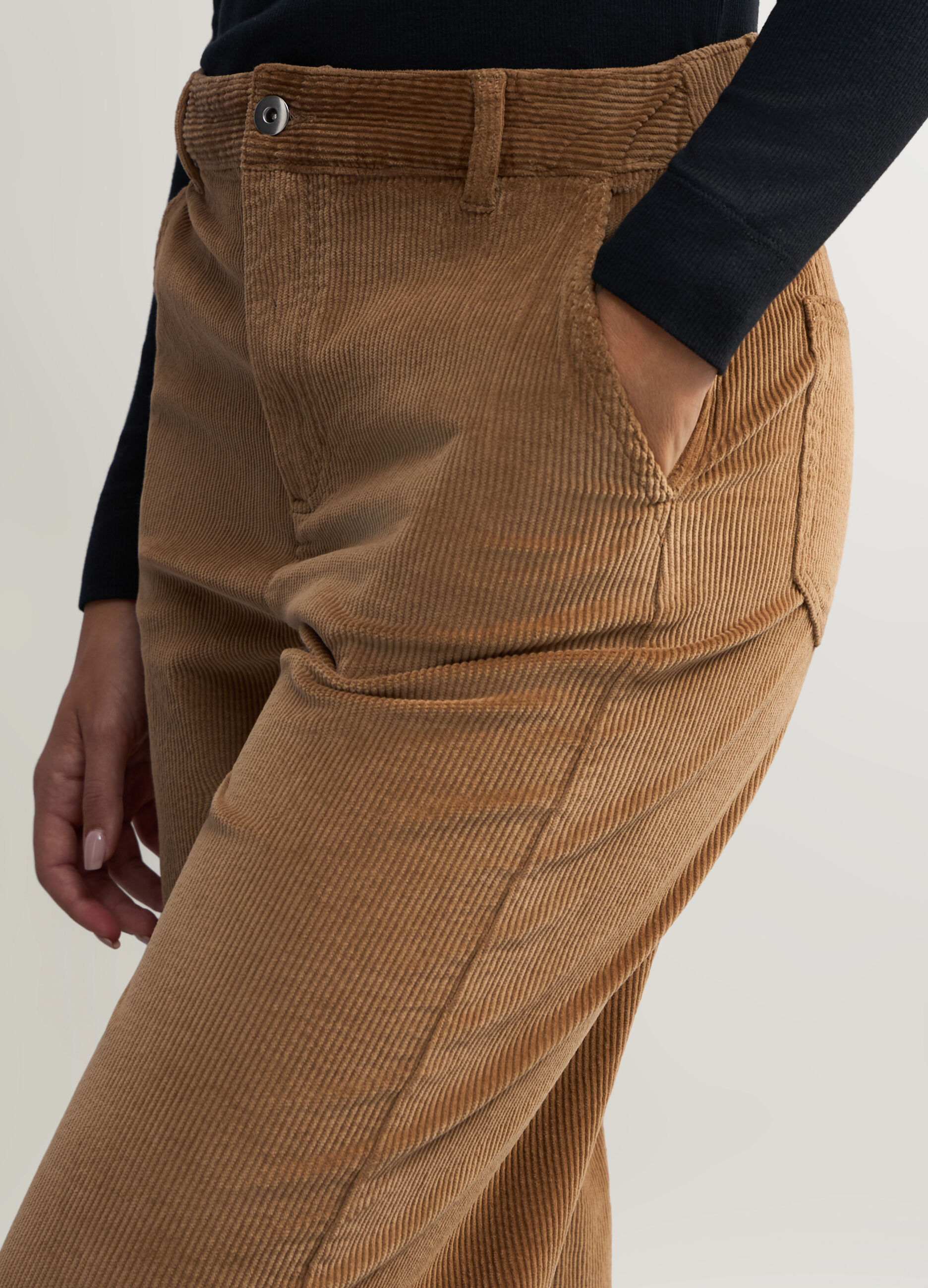 Pantaloni Wide Led in velluto a coste di cotone stretch donna_3