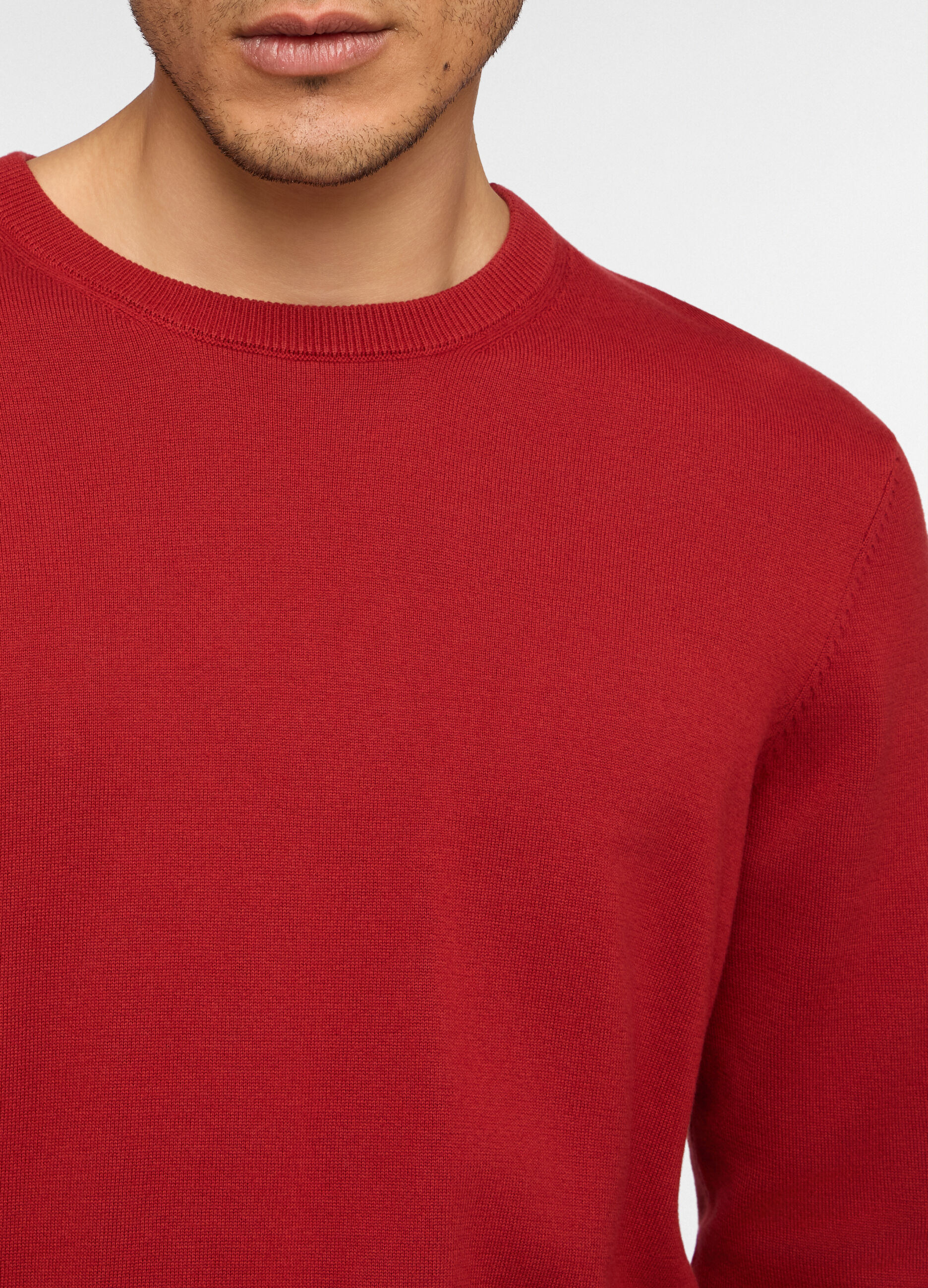 Maglione girocollo maglia rasata in cotone uomo_2