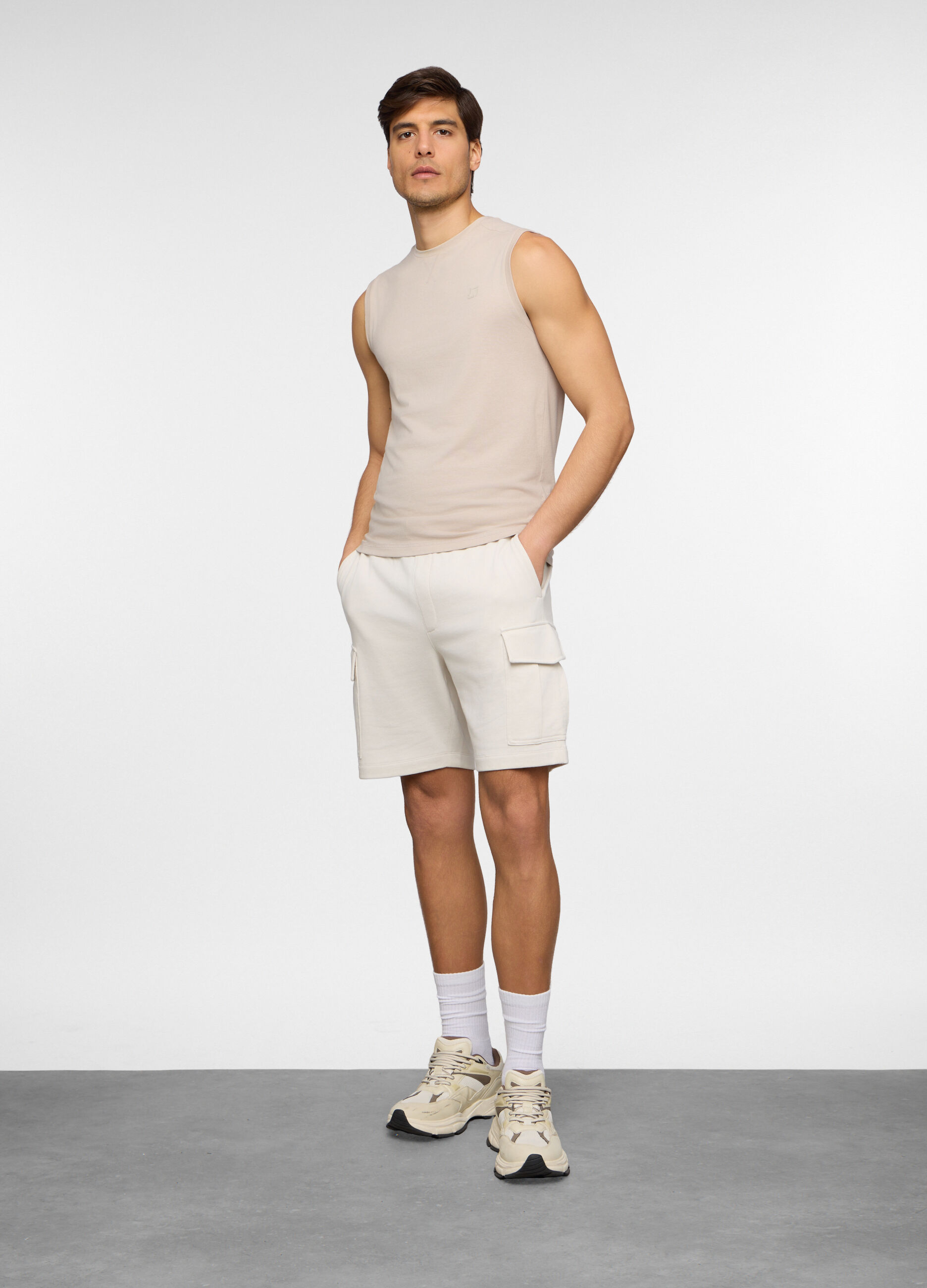 Pantaloncini cargo in felpa di cotone uomo