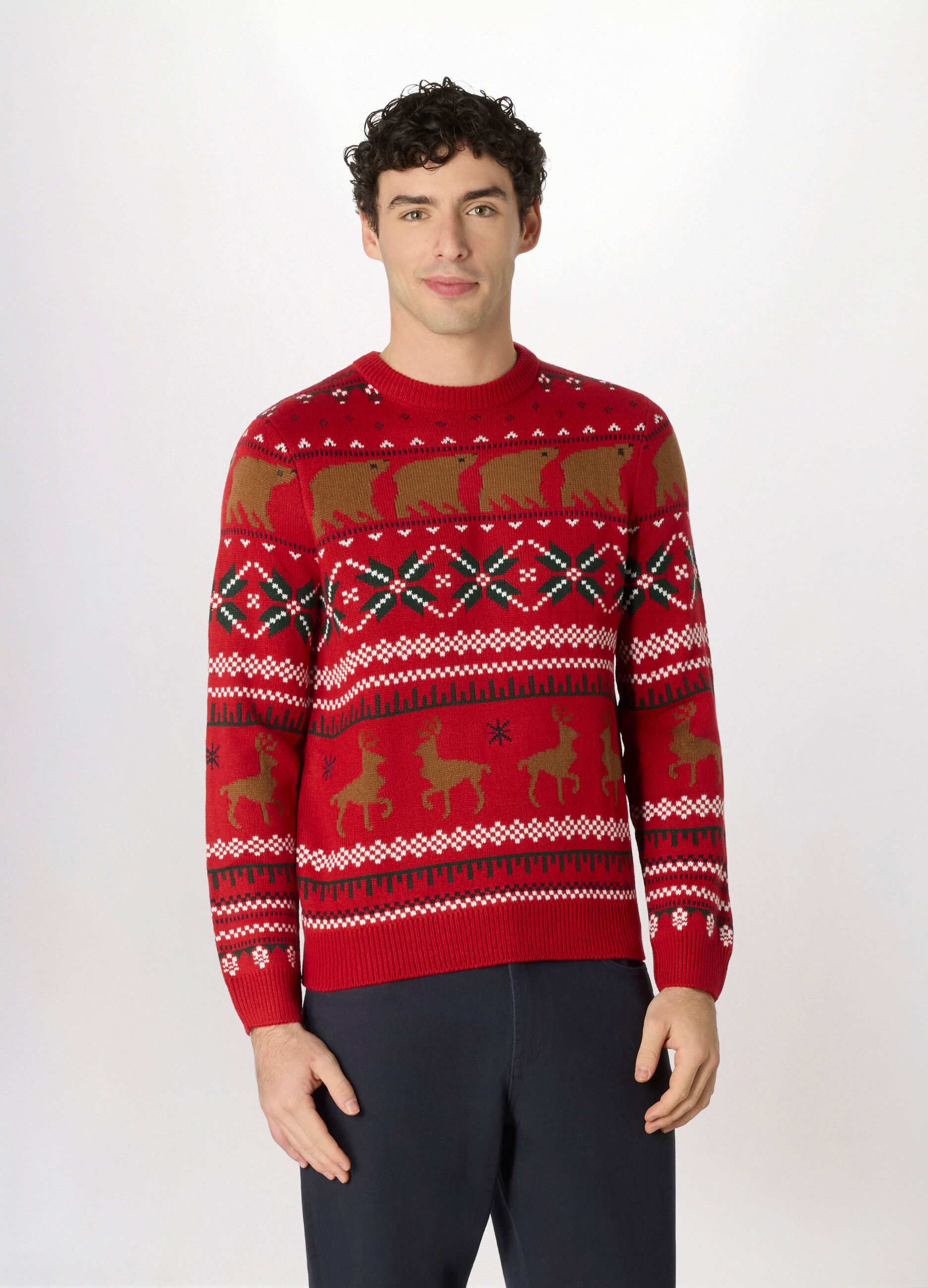 Maglione girocollo con decorazioni natalizie uomo_0