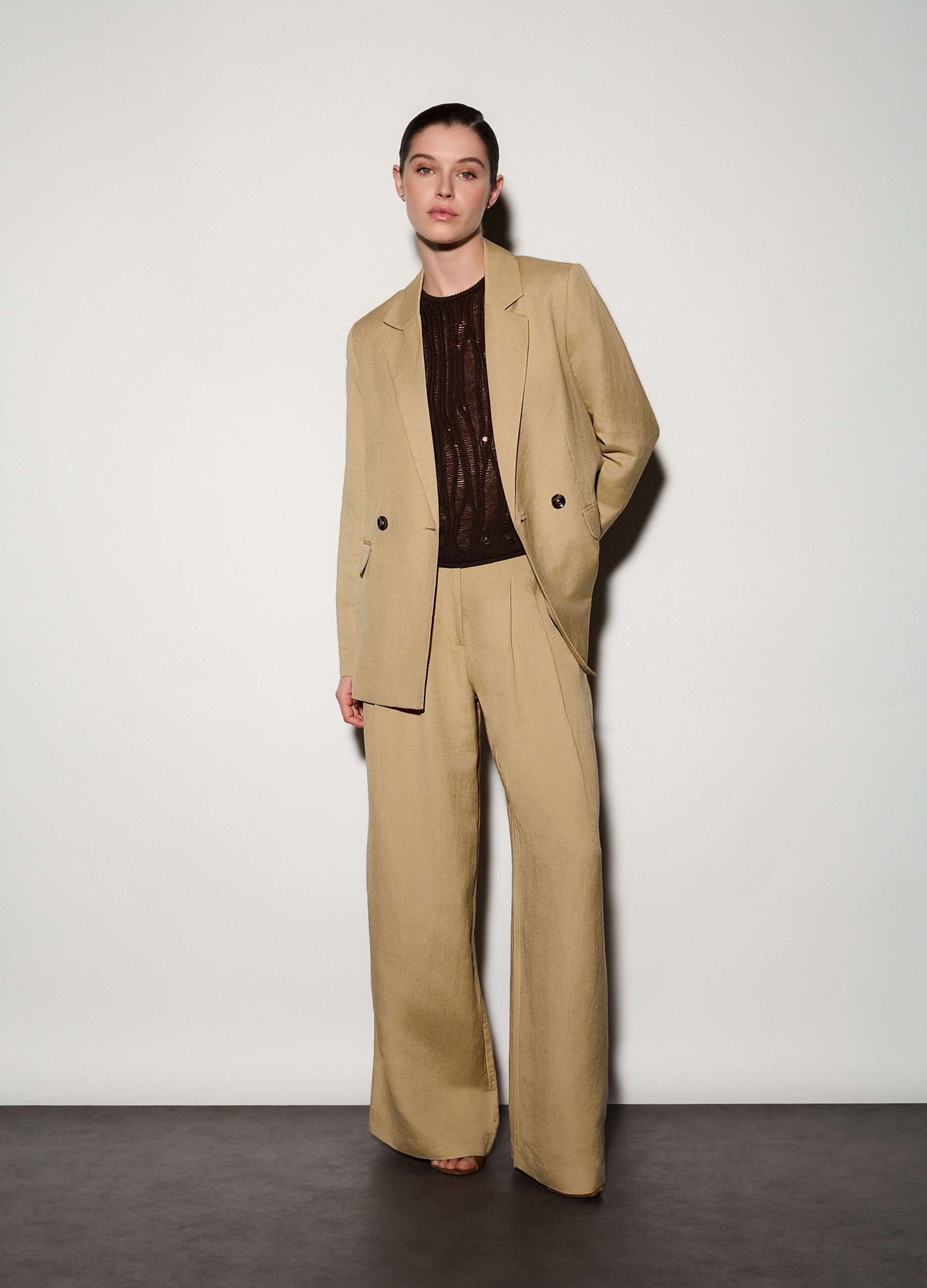 Blazer doppiopetto misto lino donna_0